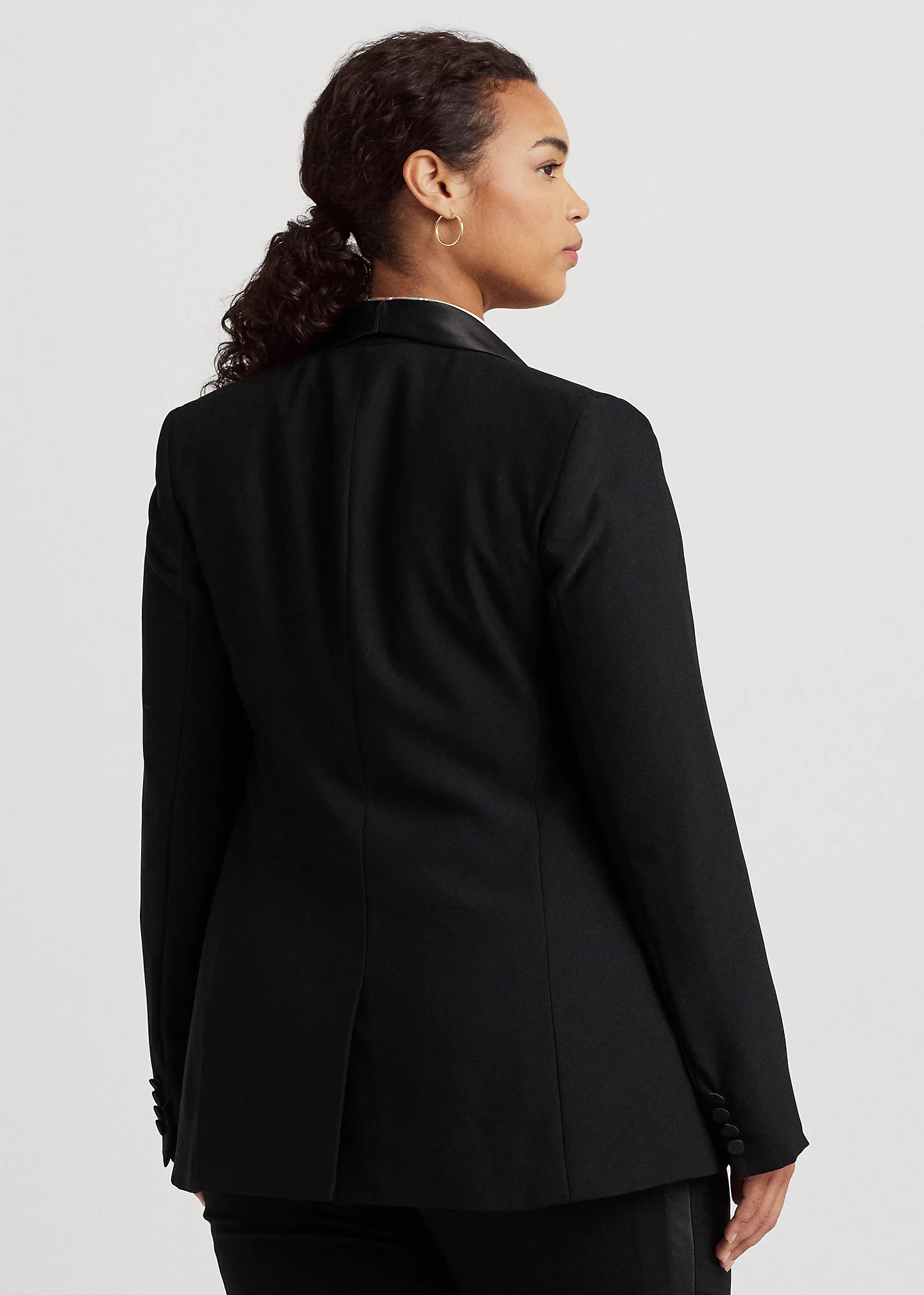 Satin-Trim Crepe Blazer