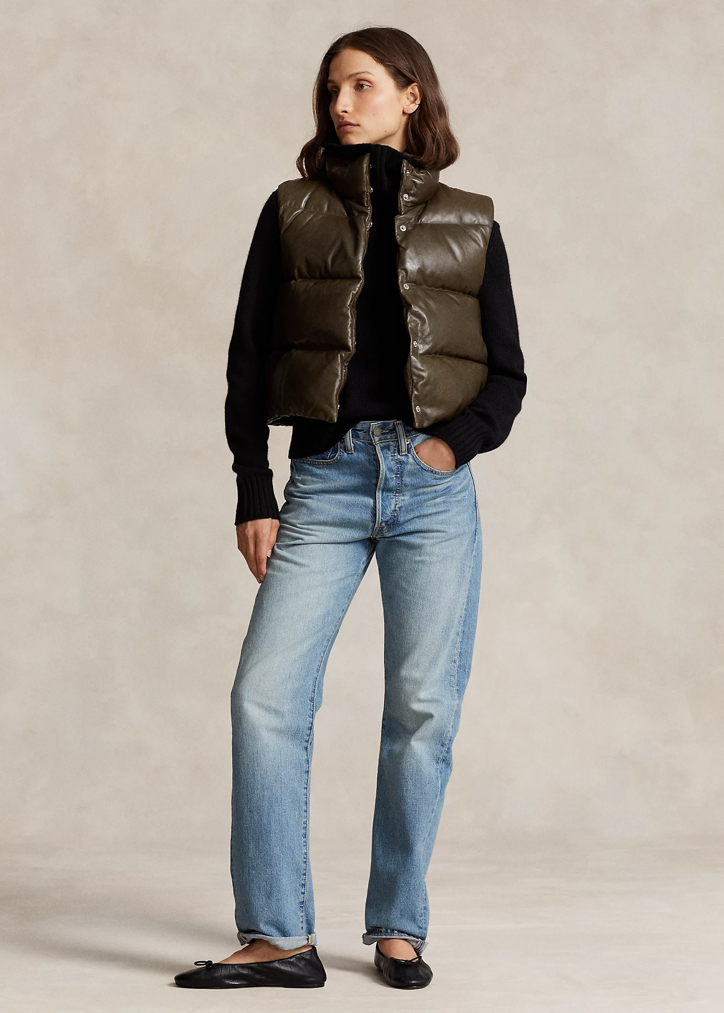 Quilted Leather Down Vest