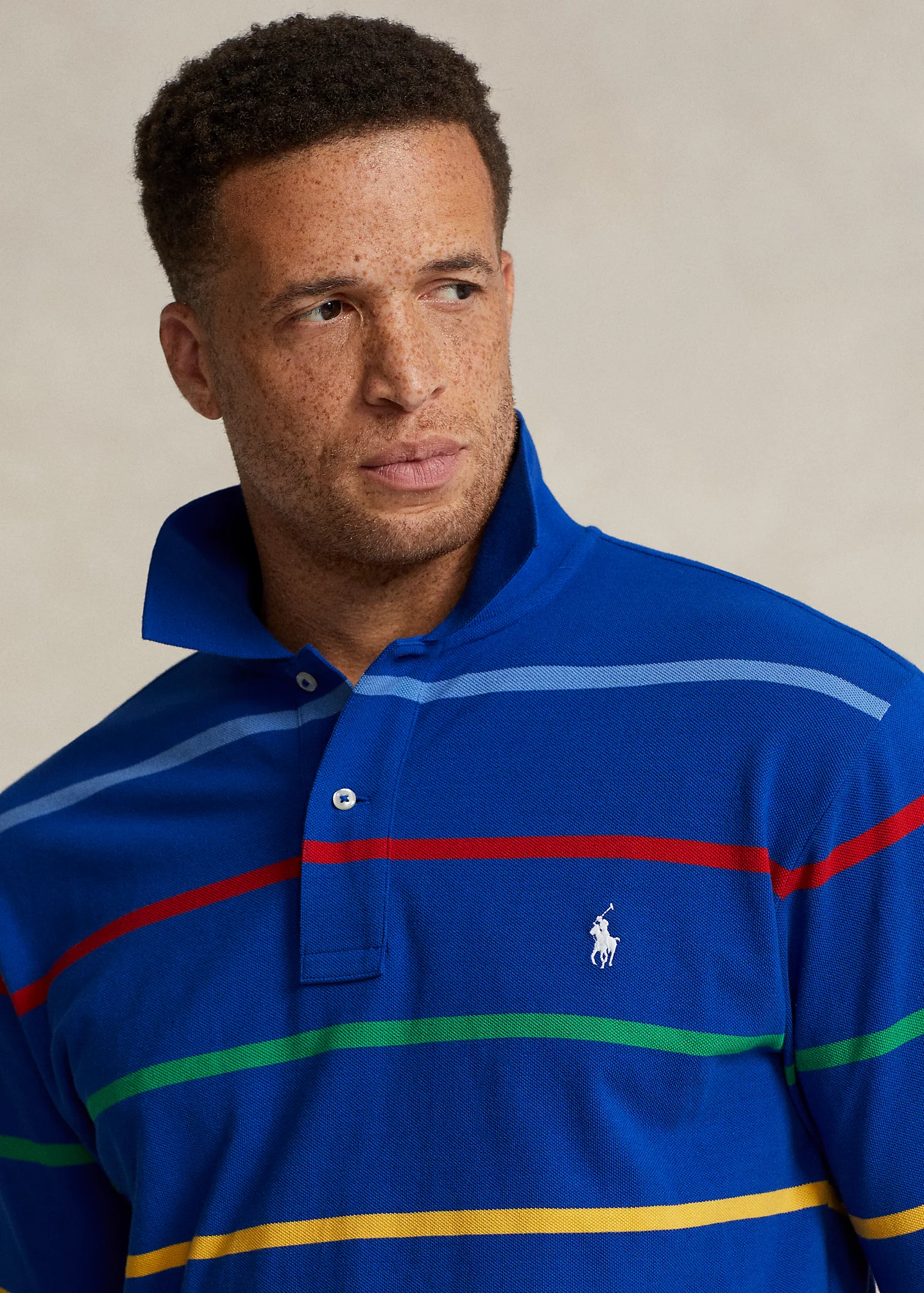 Striped Mesh Polo Shirt