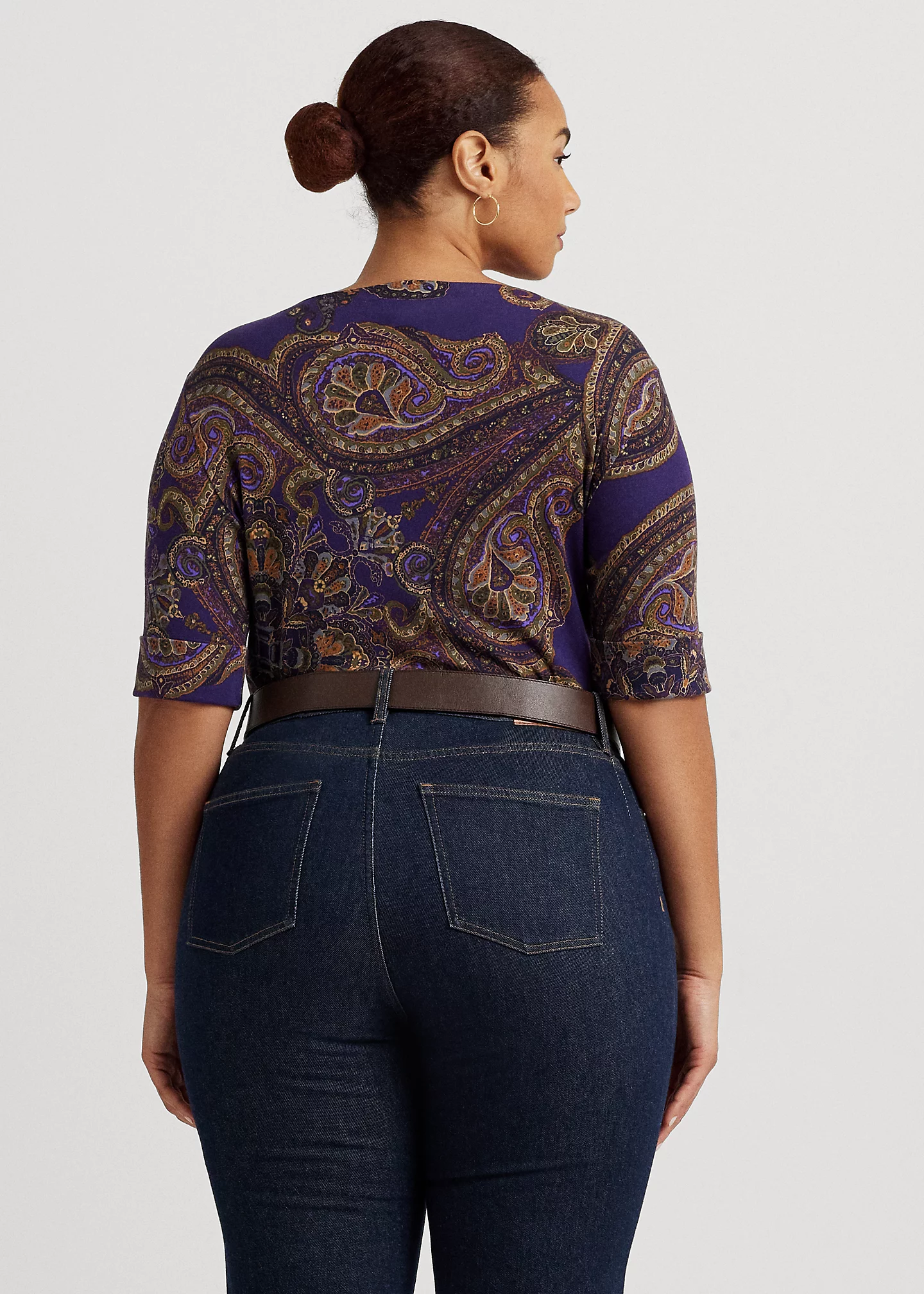 Paisley Stretch Cotton Boatneck Tee