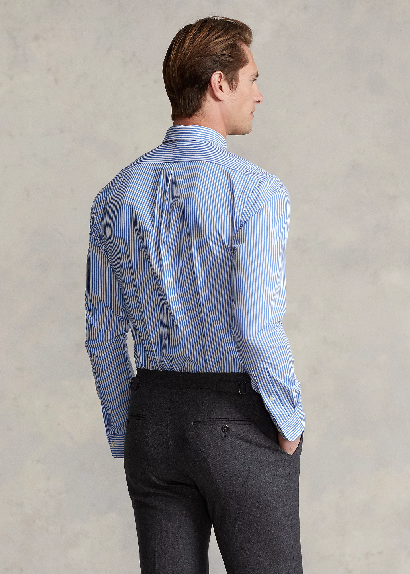 Classic Fit Striped Stretch Poplin Shirt