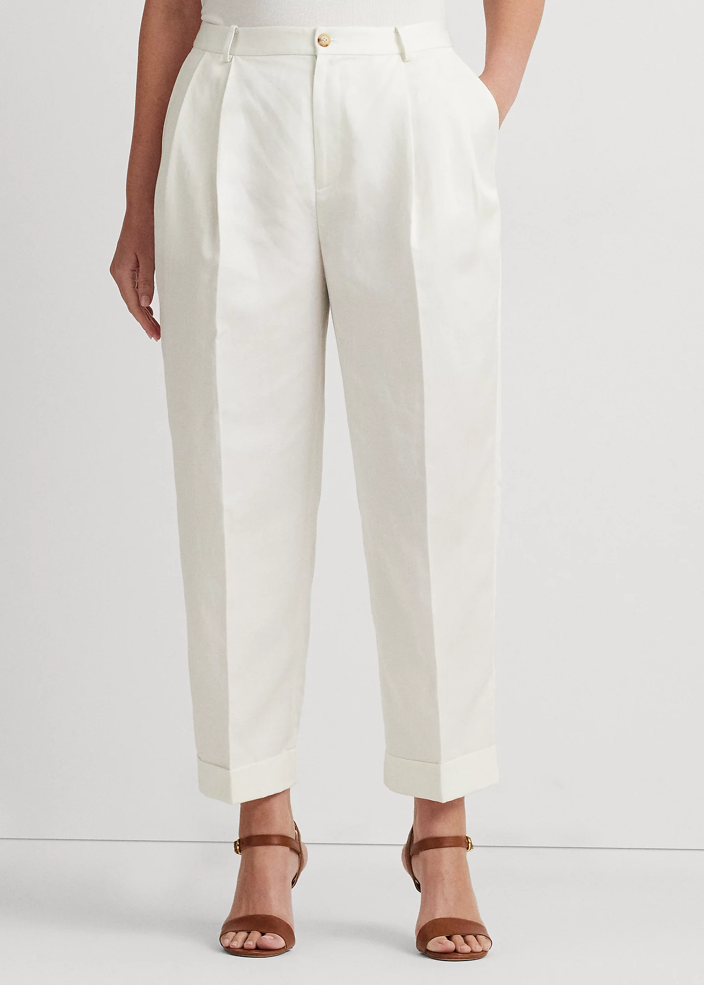 Linen-Blend Twill Ankle Pant