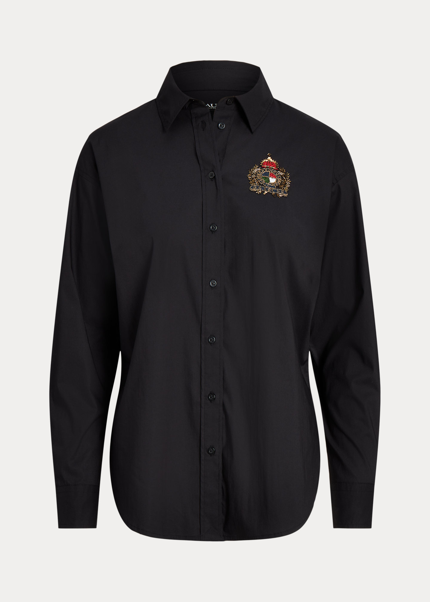 Beaded-Crest Stretch-Cotton Blend Shirt