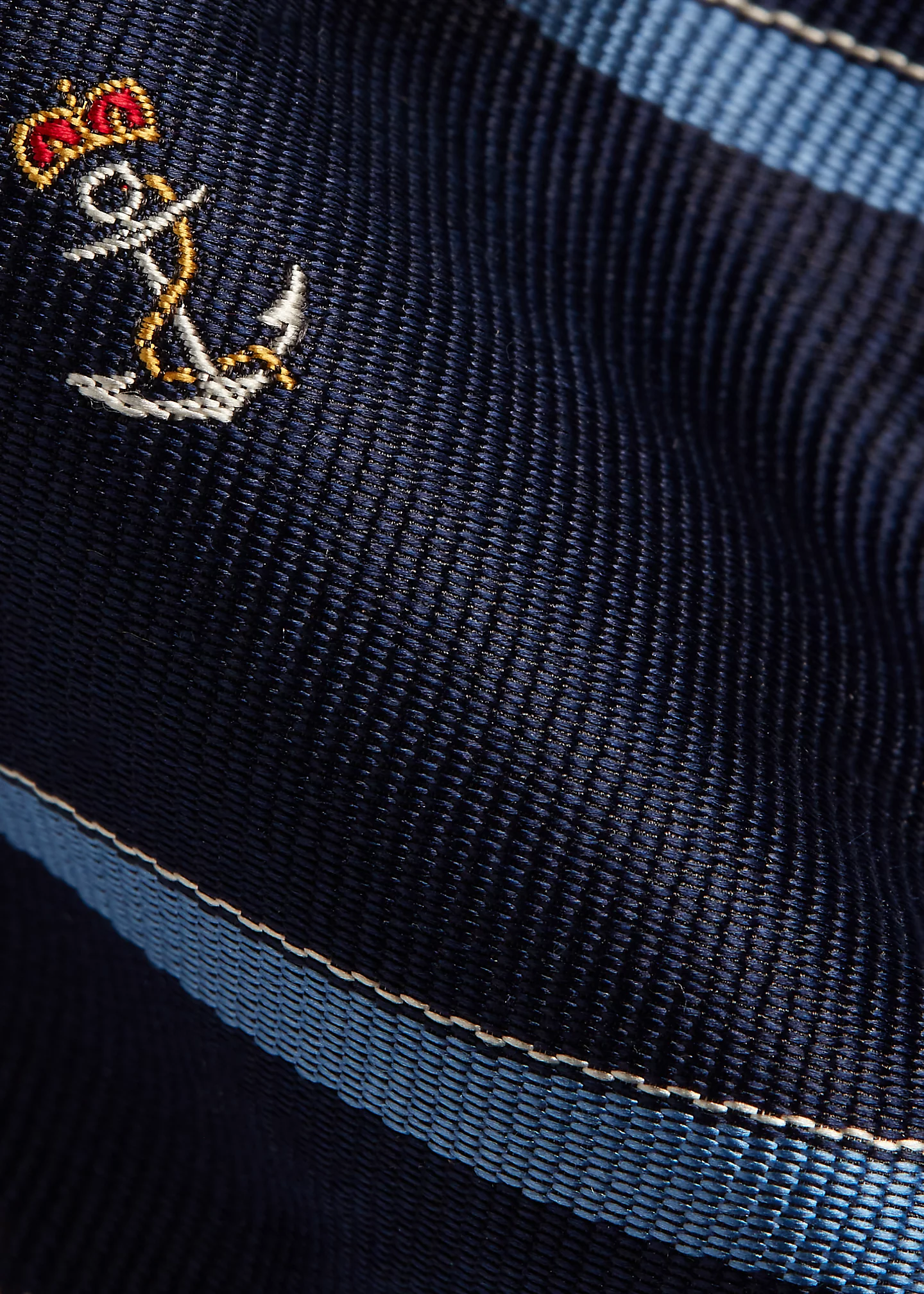 Anchor-Stripe Silk Club Bow Tie