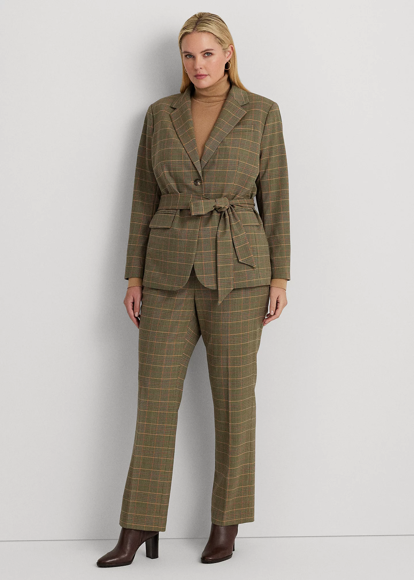 Checked Plaid Wool-Blend Twill Blazer