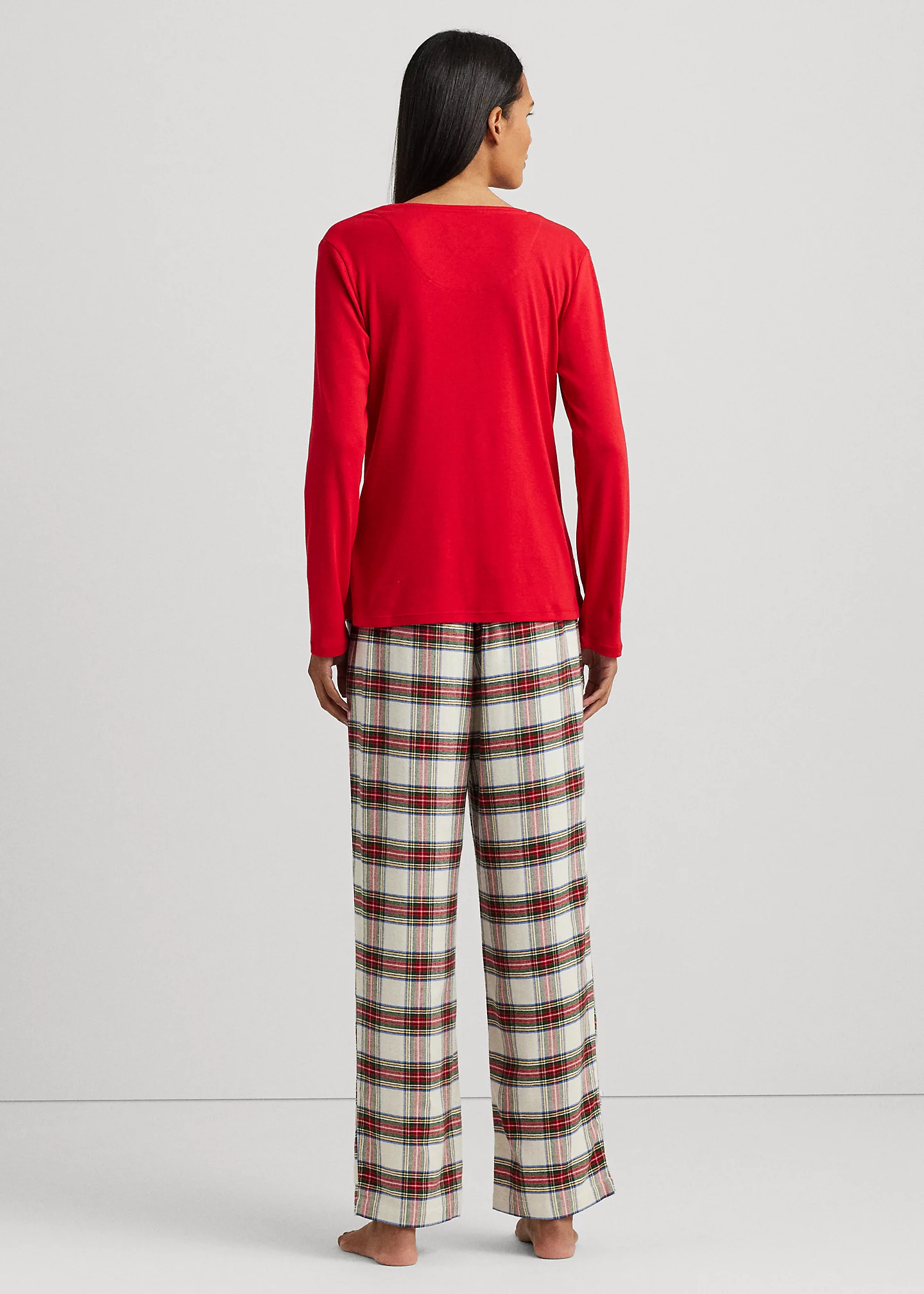 Plaid Brushed Twill & Jersey Pajama Set