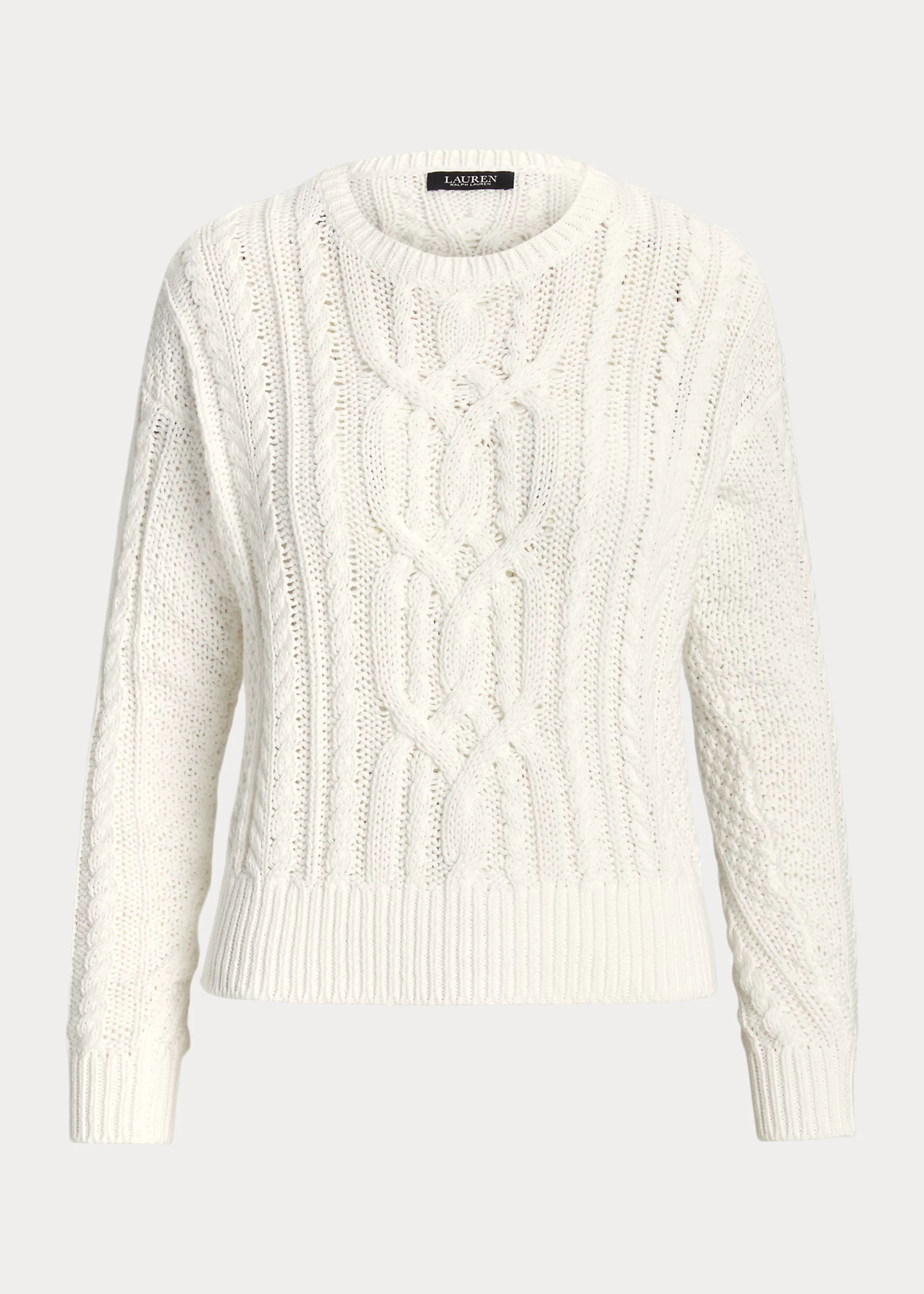 Cable-Knit Cotton Crewneck Sweater