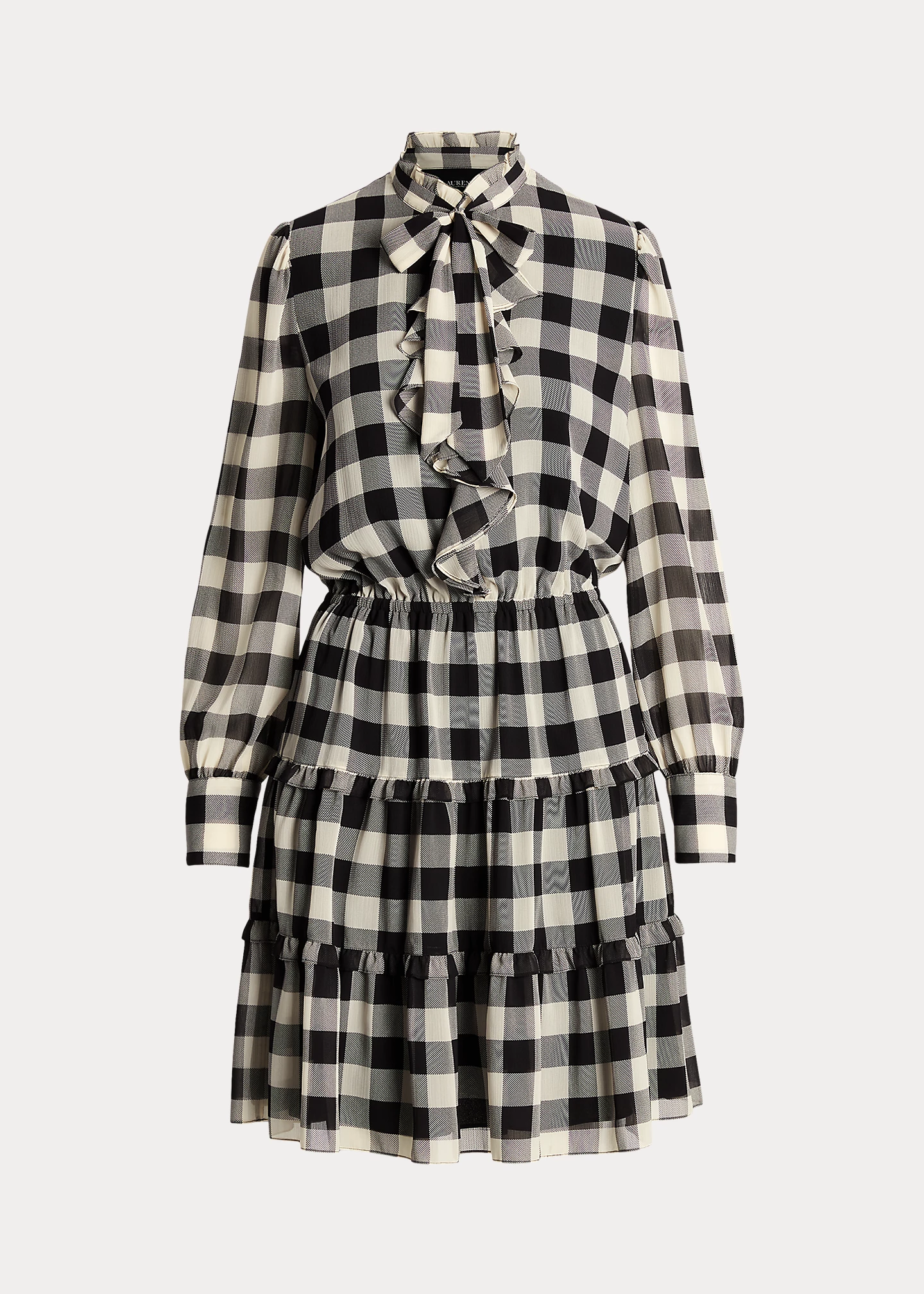 Buffalo Check Ruffled Georgette Dress