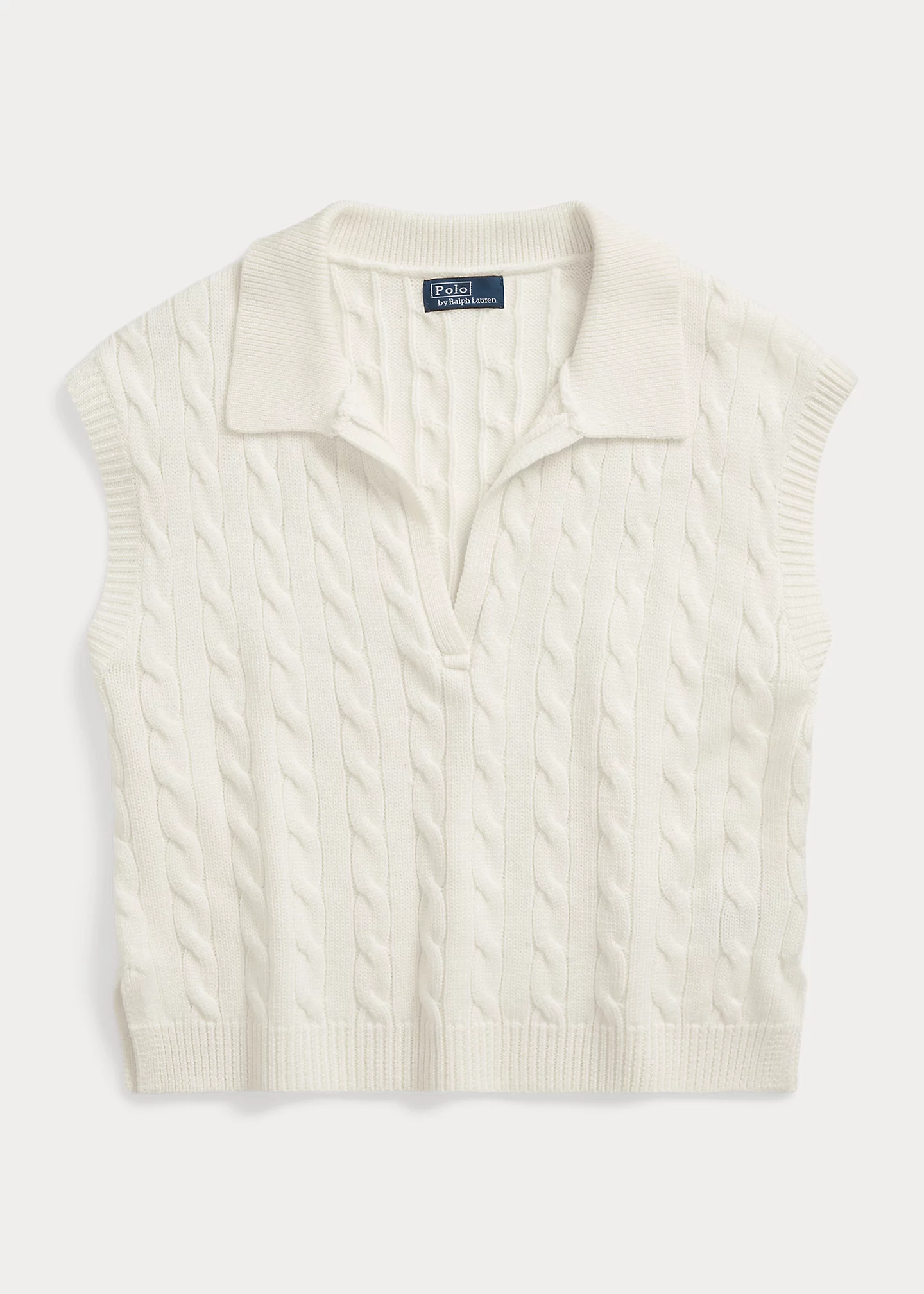 Cropped Cable Silk-Blend Polo Sweater