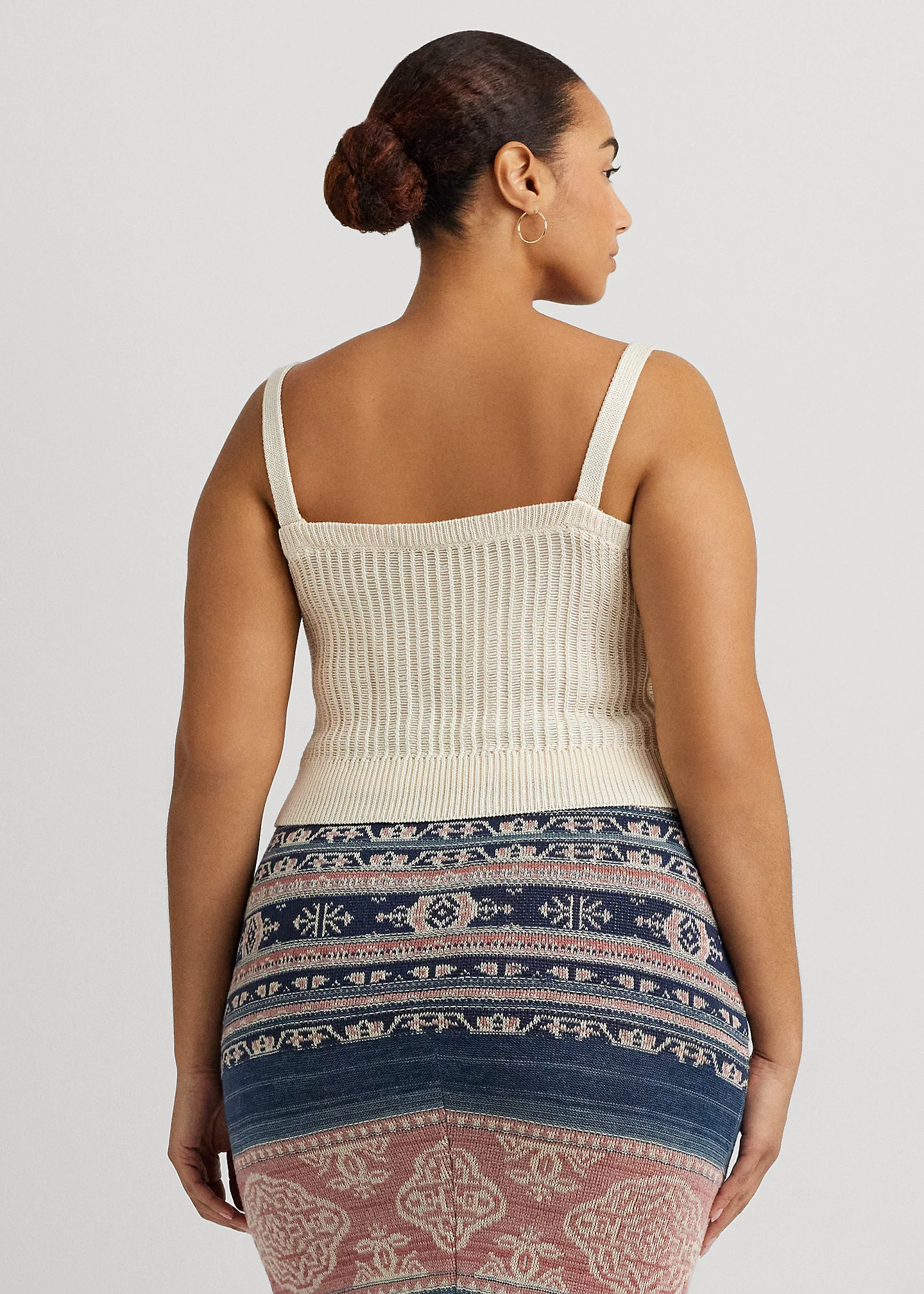 Linen-Blend Rib-Knit Sweater Tank Top
