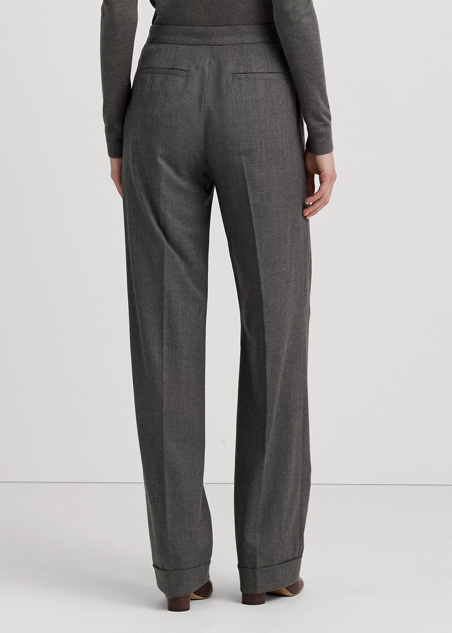 Pleated Wool Twill Straight Pant