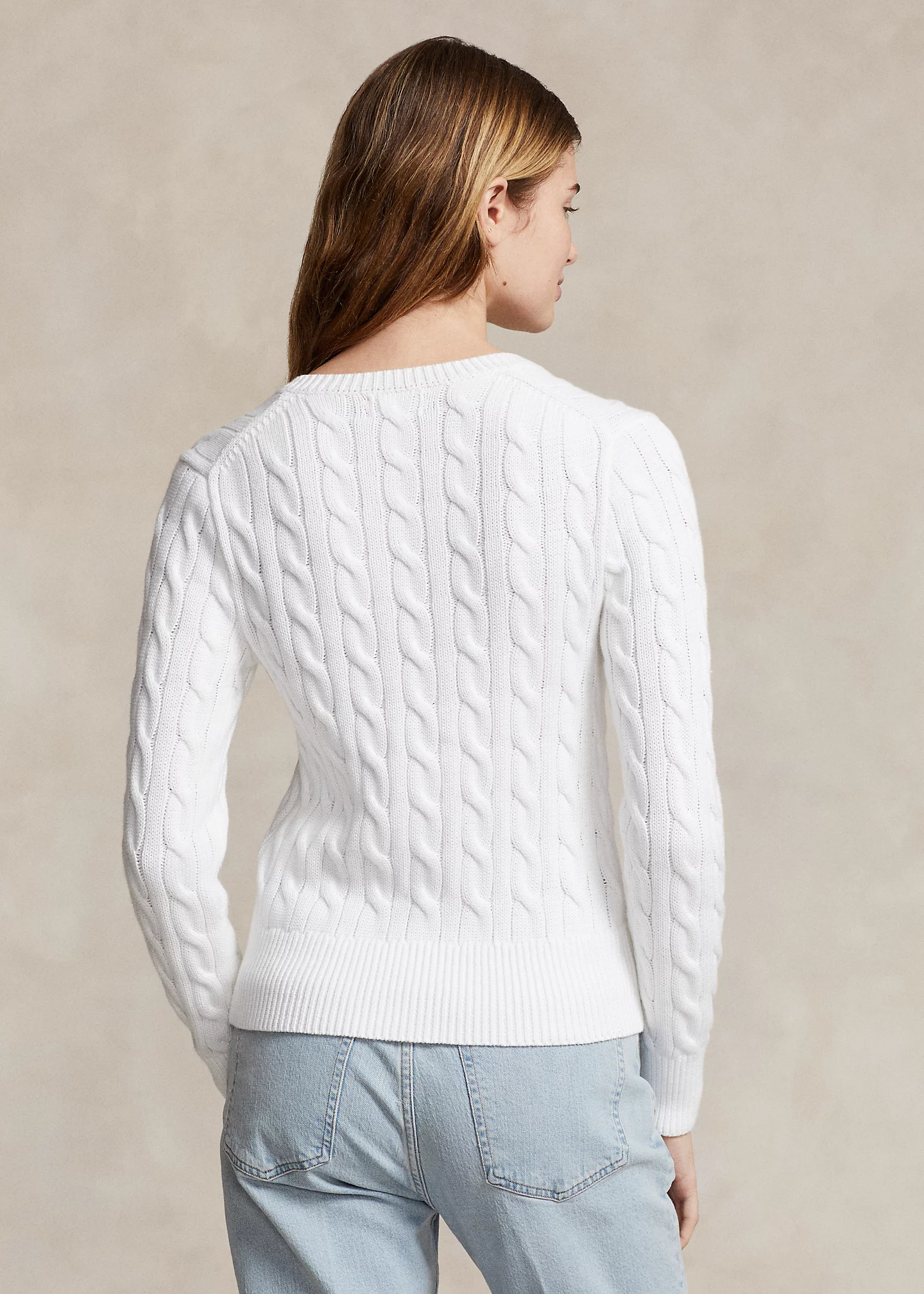 Cable-Knit Cotton Crewneck Cardigan