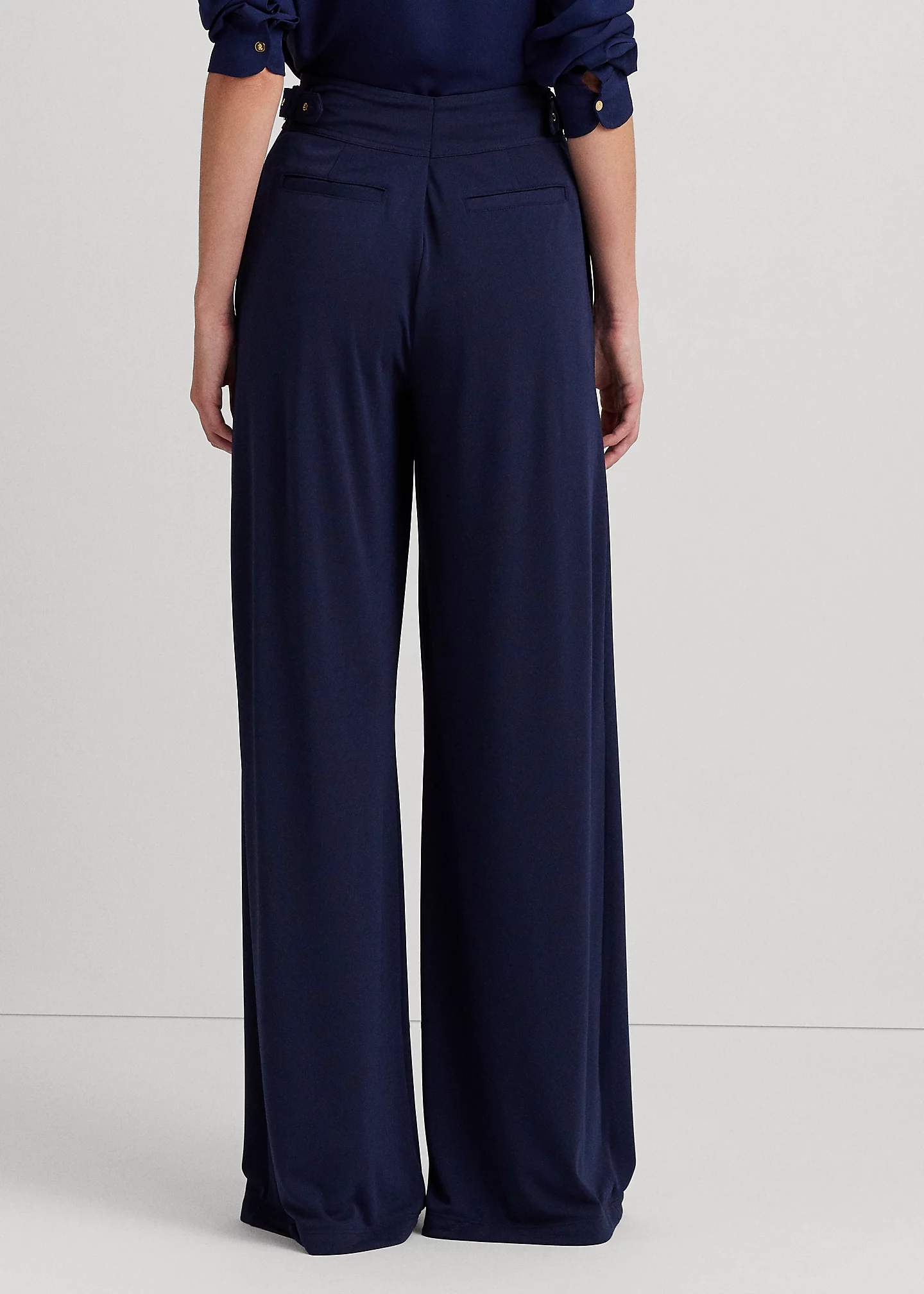 Pleated Stretch Jersey Wide-Leg Pant