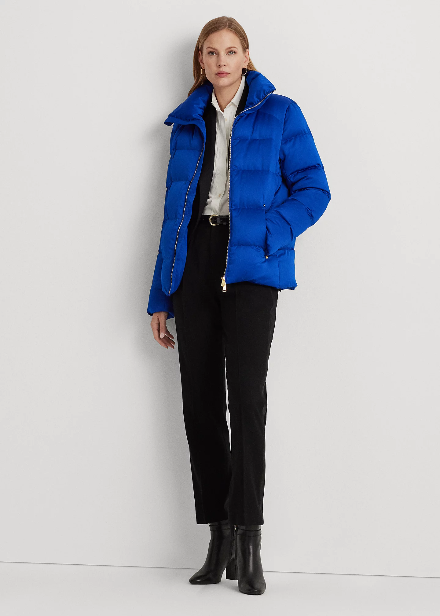 Water-Repellent Satin Down Coat