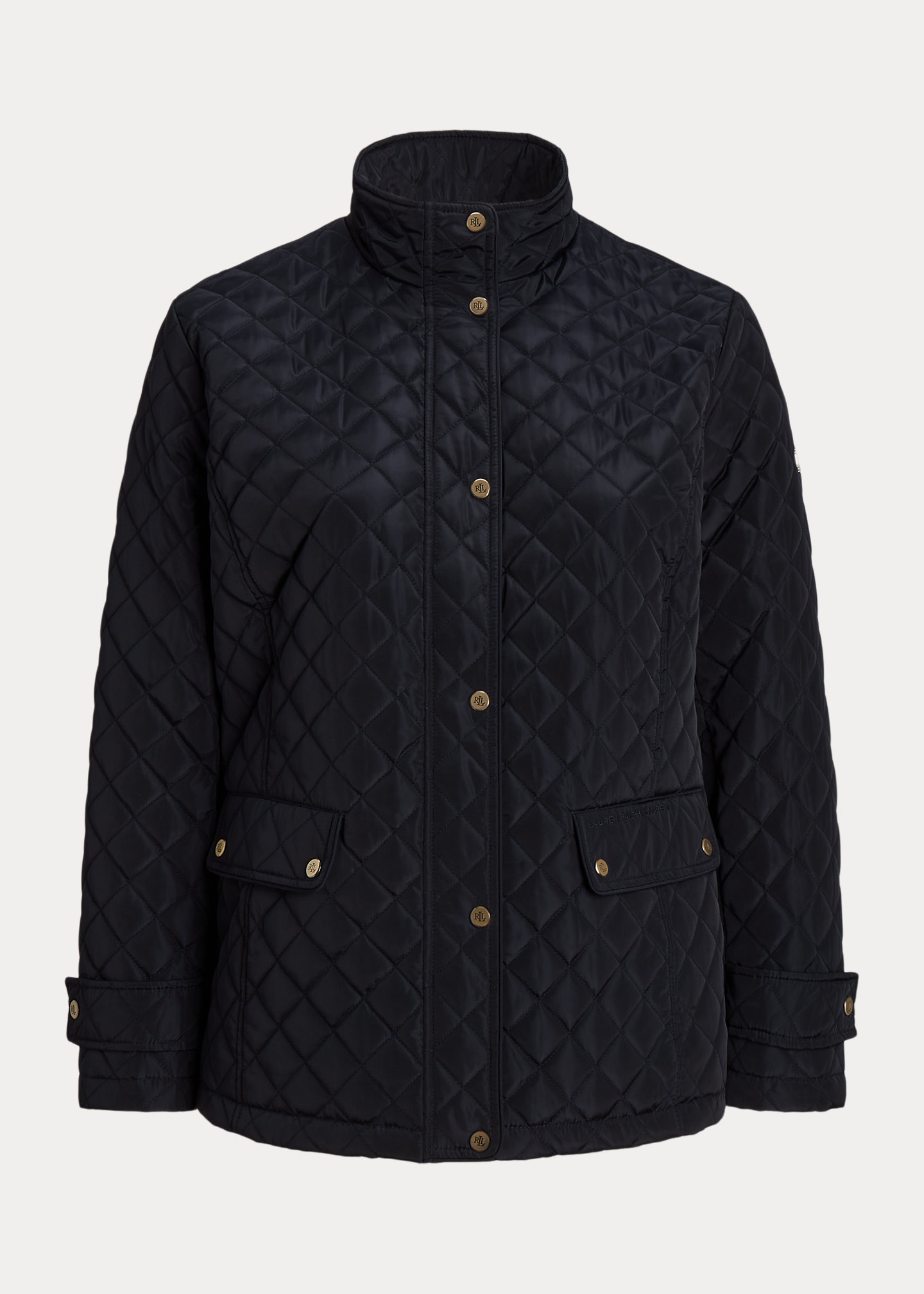 Diamond-Quilted Mockneck Jacket