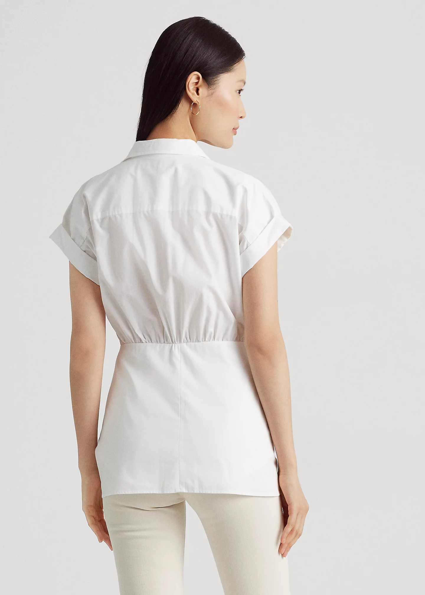 Tie-Front Cotton Broadcloth Shirt