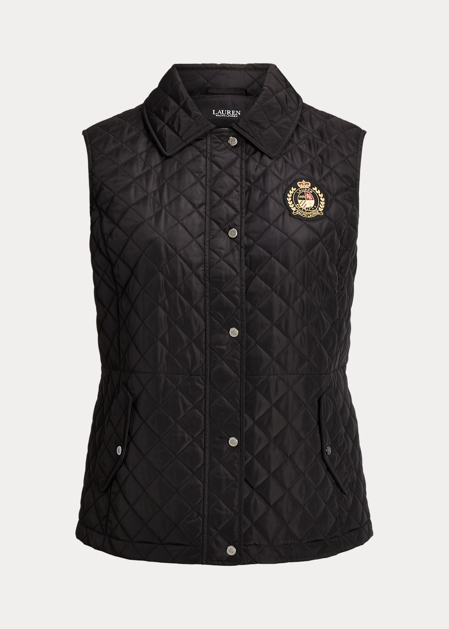 Crest-Patch Diamond-Quilted Vest