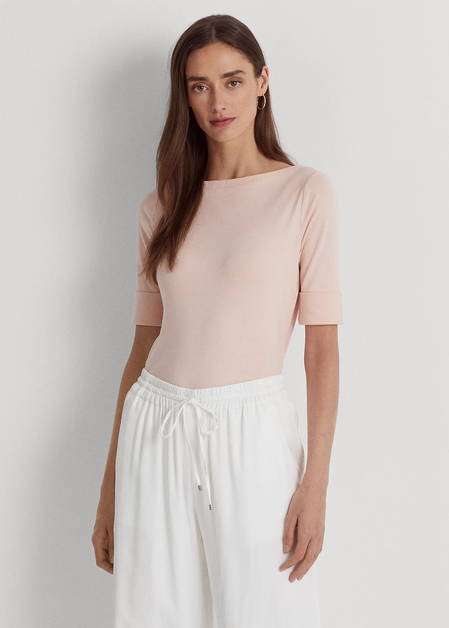 Stretch Cotton Boatneck Tee