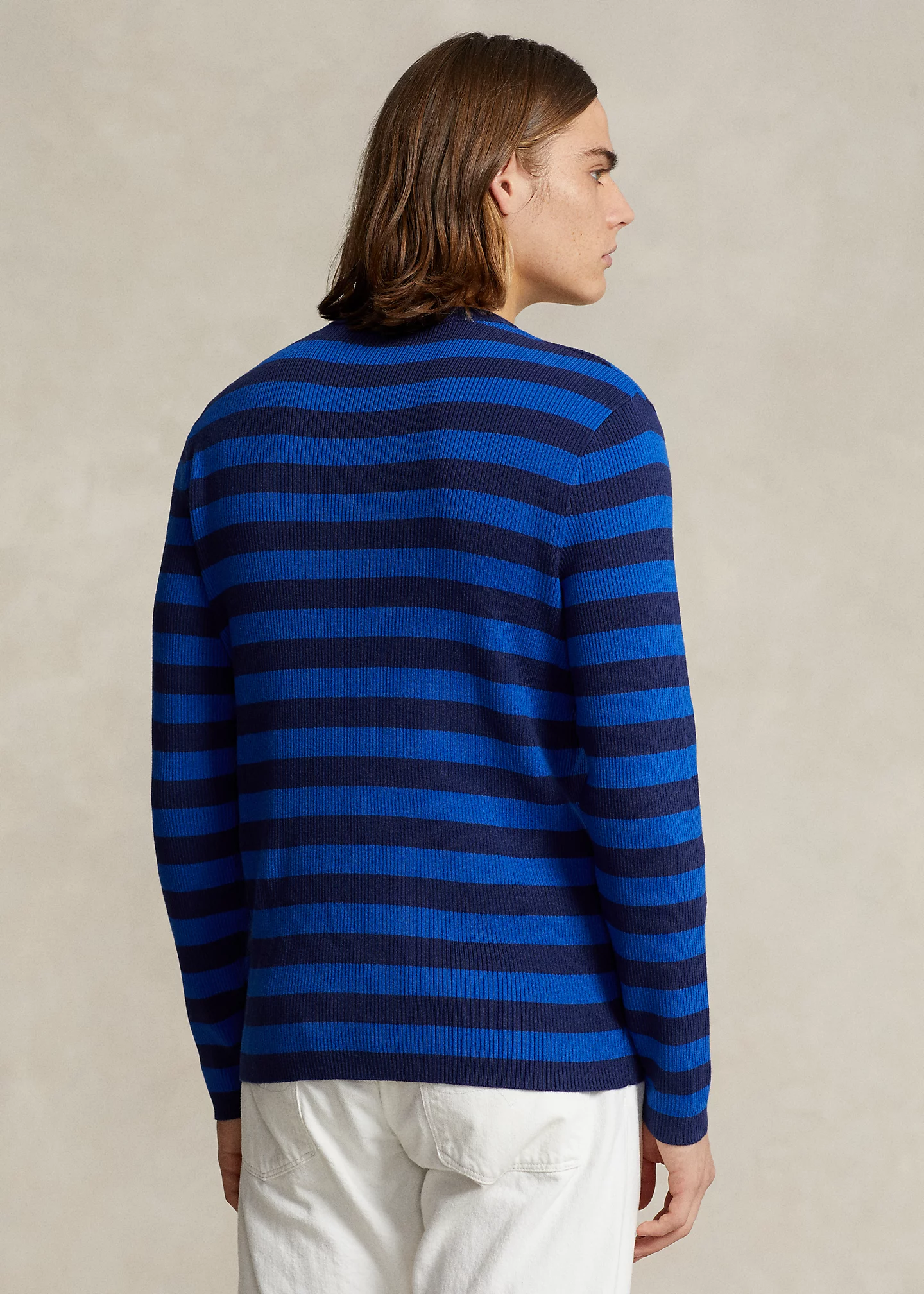 Striped Rib-Knit Cotton-Cashmere Sweater