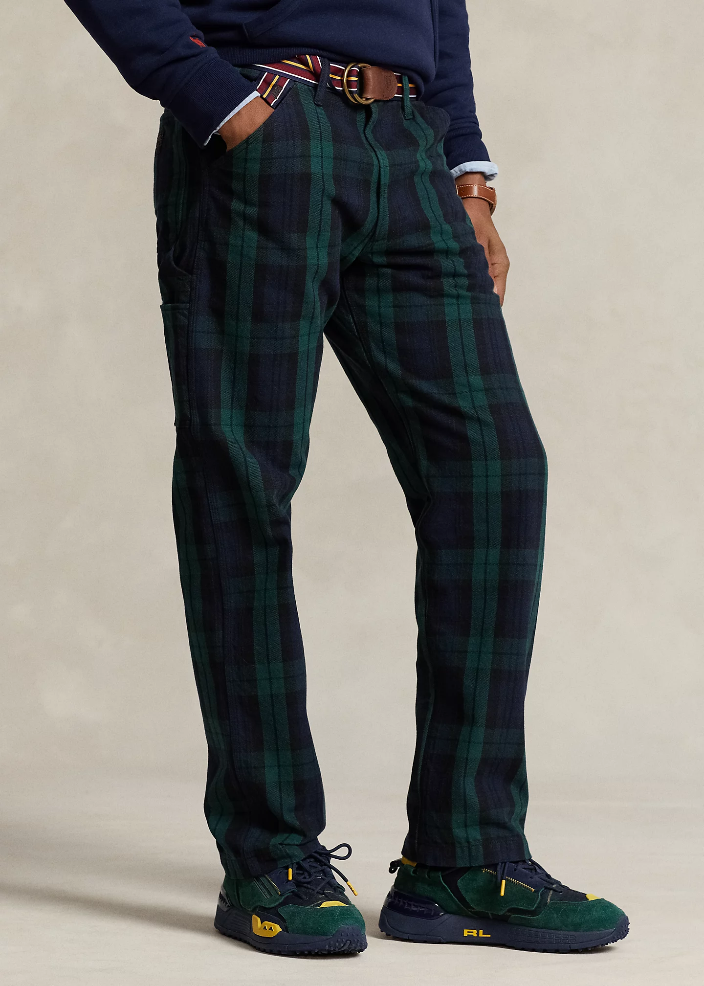 Relaxed Fit Plaid Twill Pant