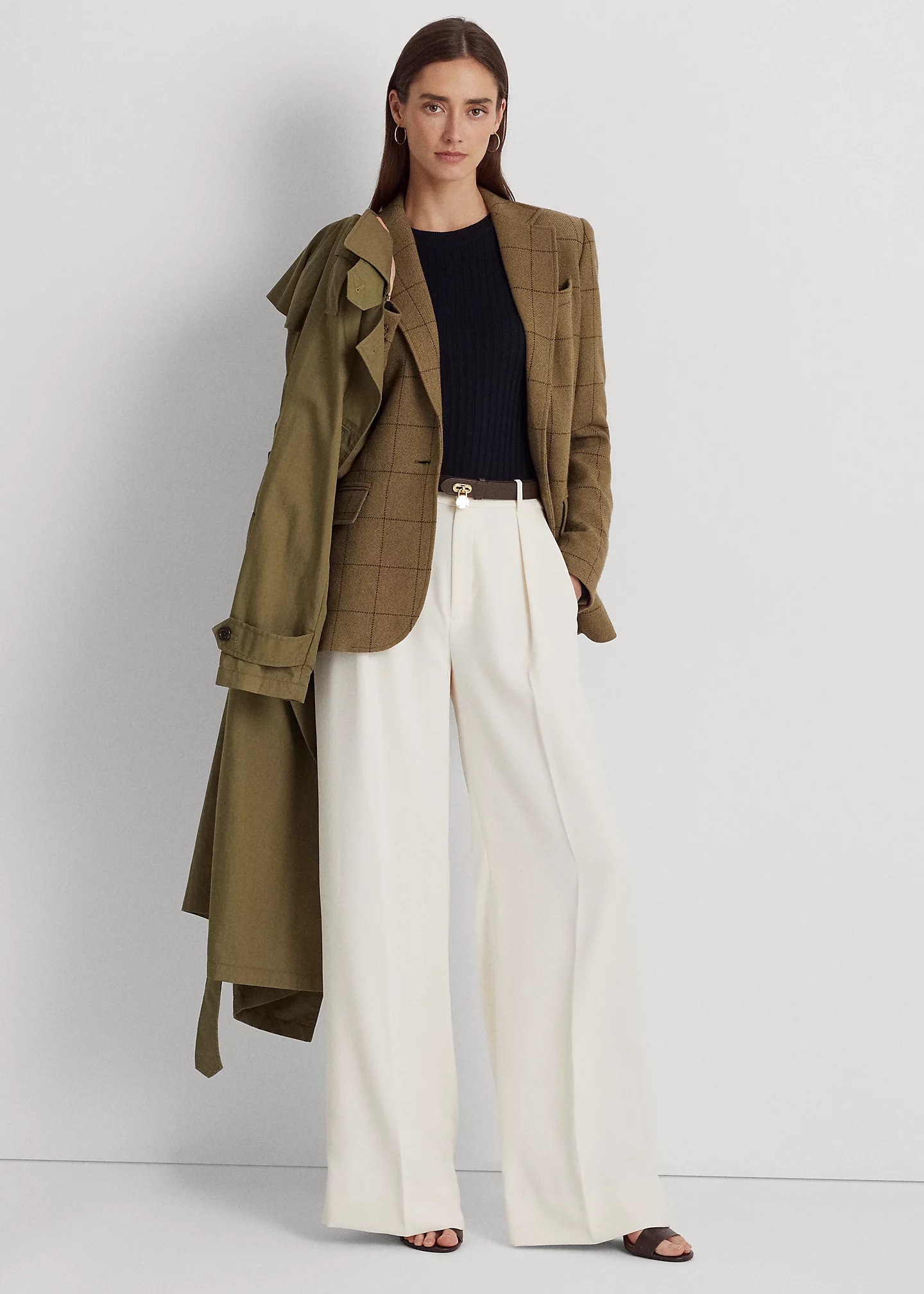 Windowpane Linen-Blend Twill Blazer