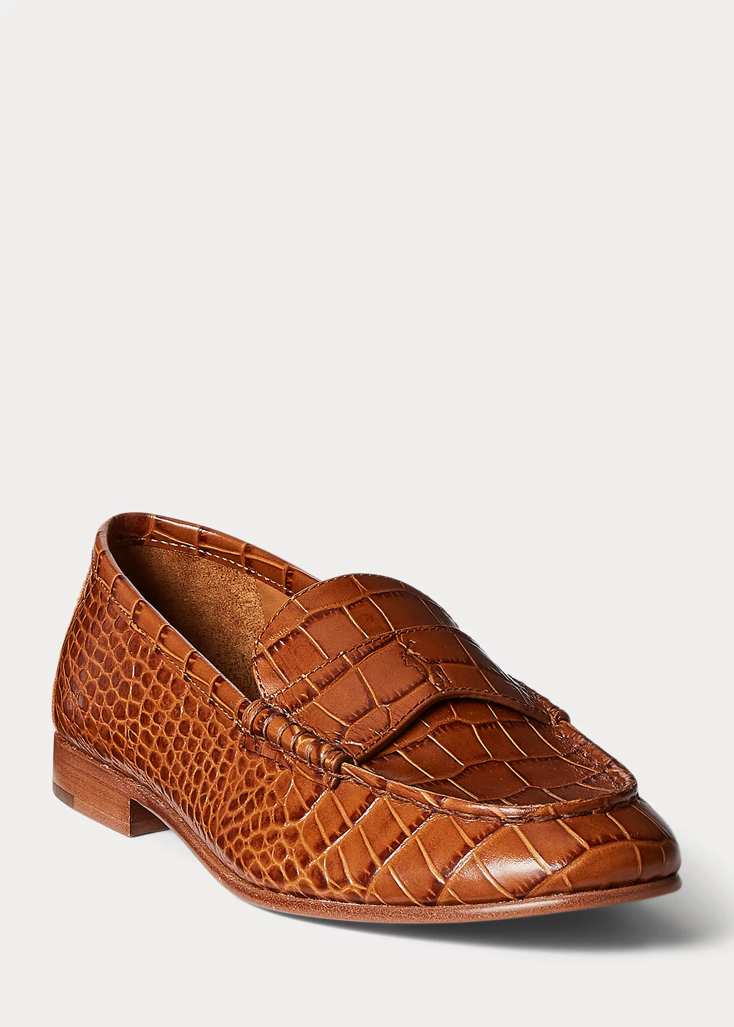 Croc-Embossed Leather Penny Loafer