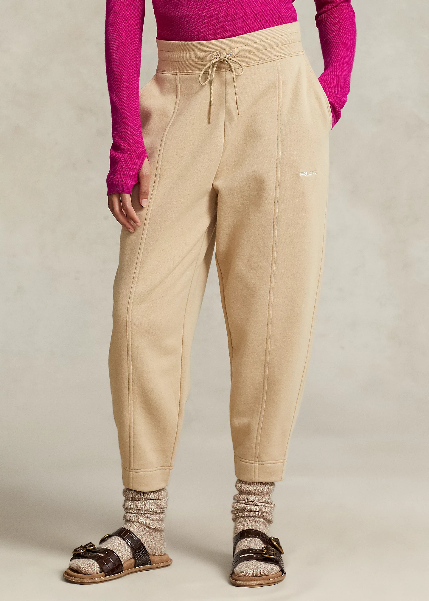Cotton-Blend-Fleece Carrot Sweatpant