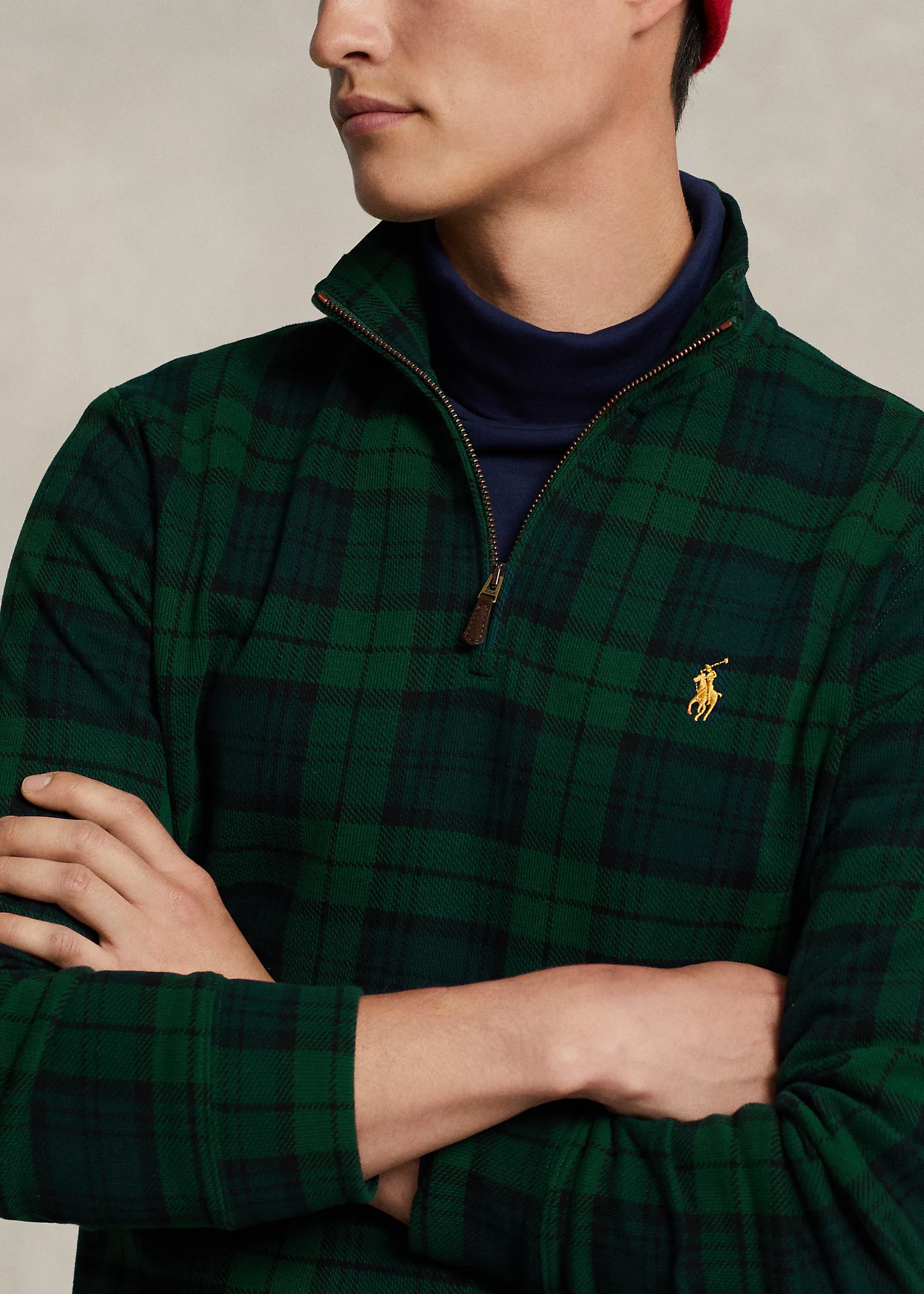 Plaid Estate-Rib Pullover