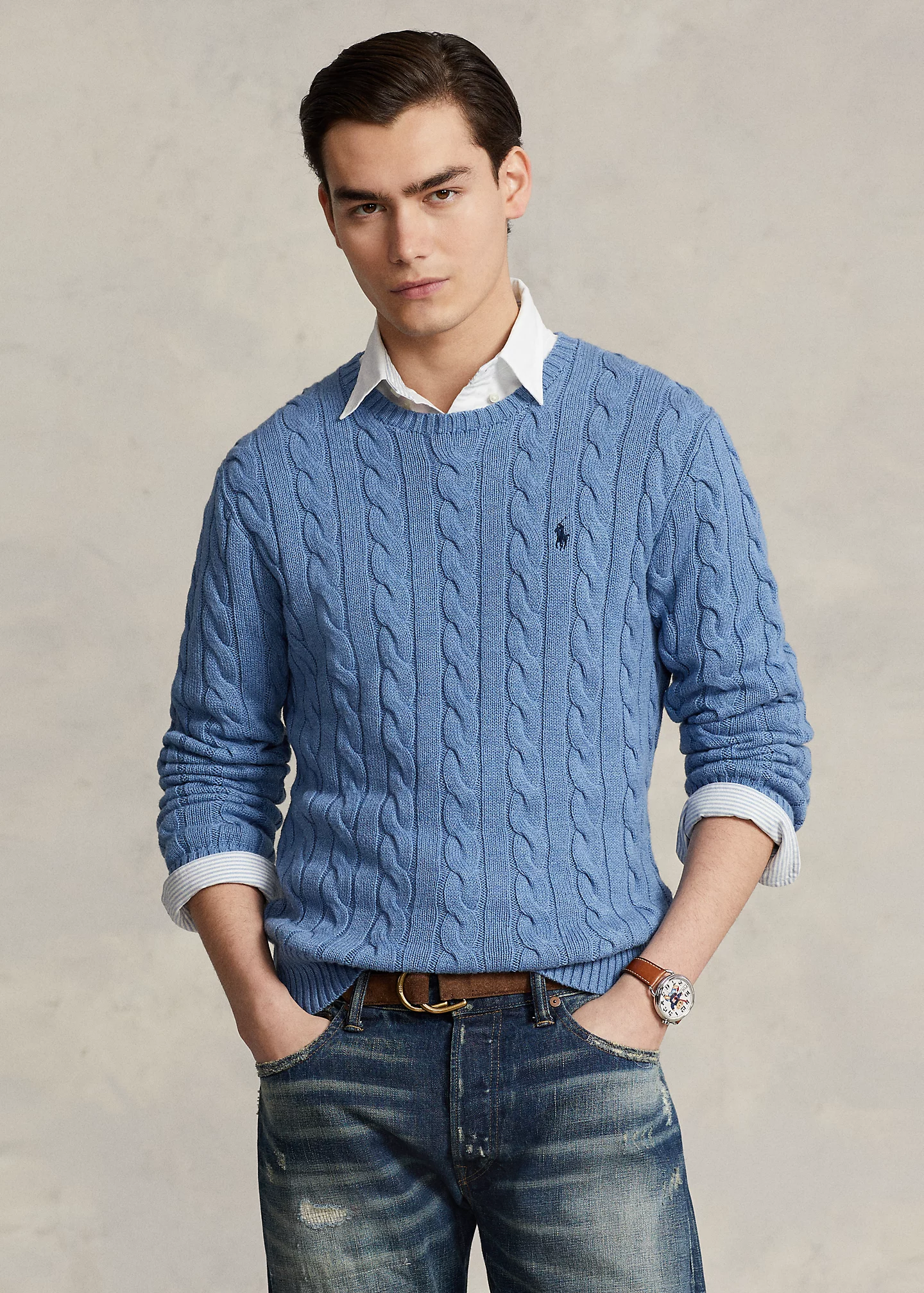 Cable-Knit Cotton Sweater