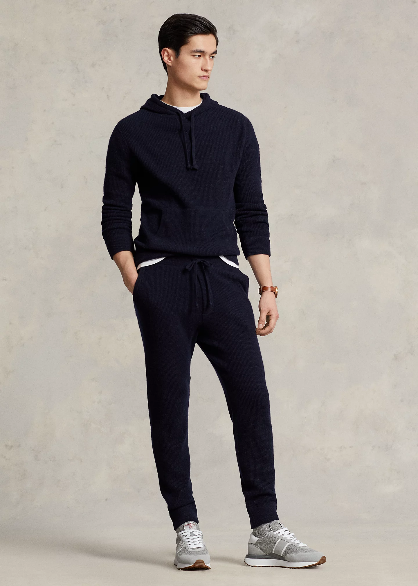 Waffle-Knit Washable Cashmere Pant