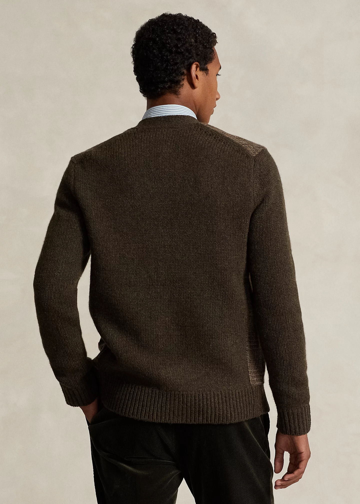 Glen Plaid Paneled Wool Cardigan