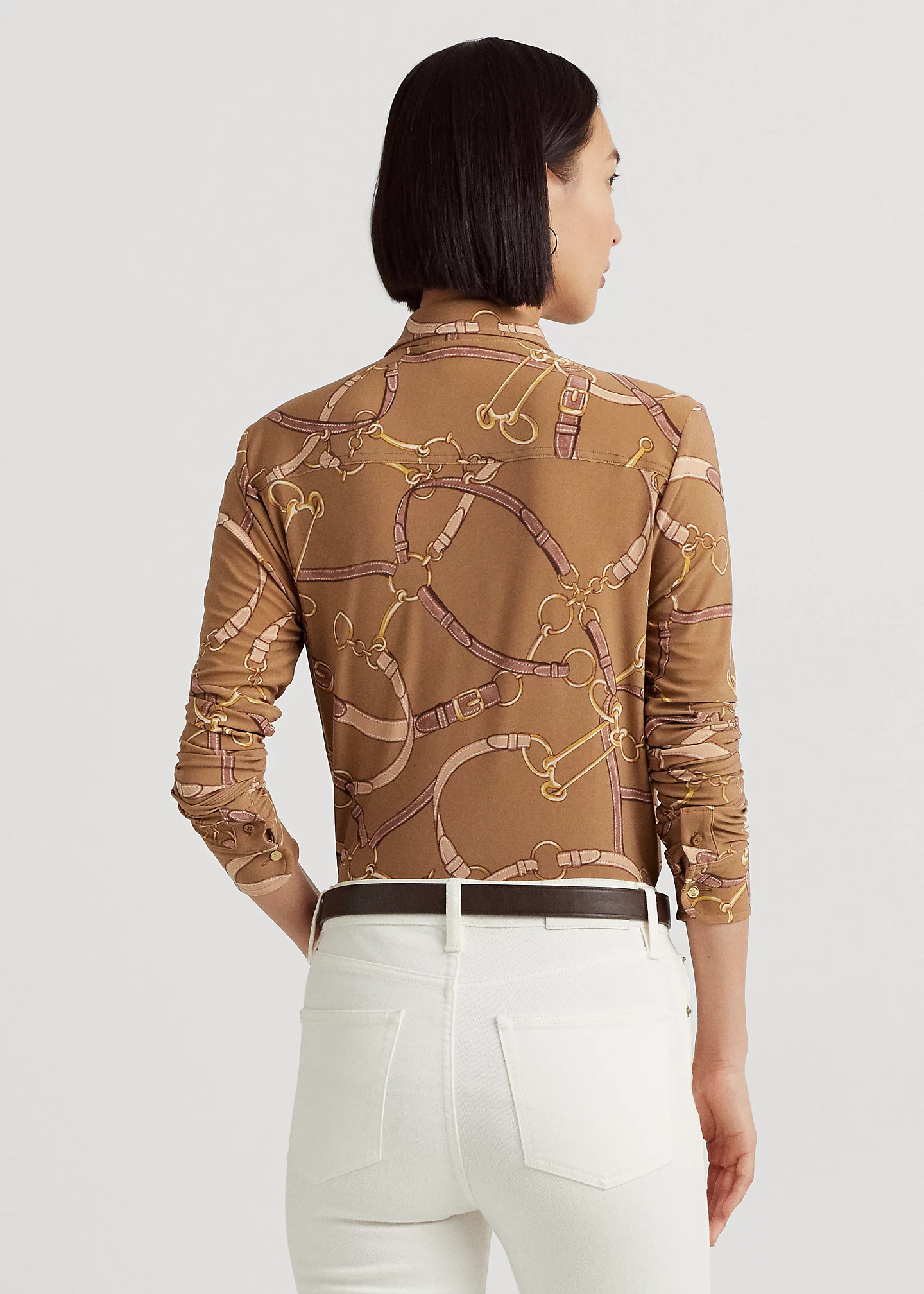 Belting-Print Stretch Jersey Shirt