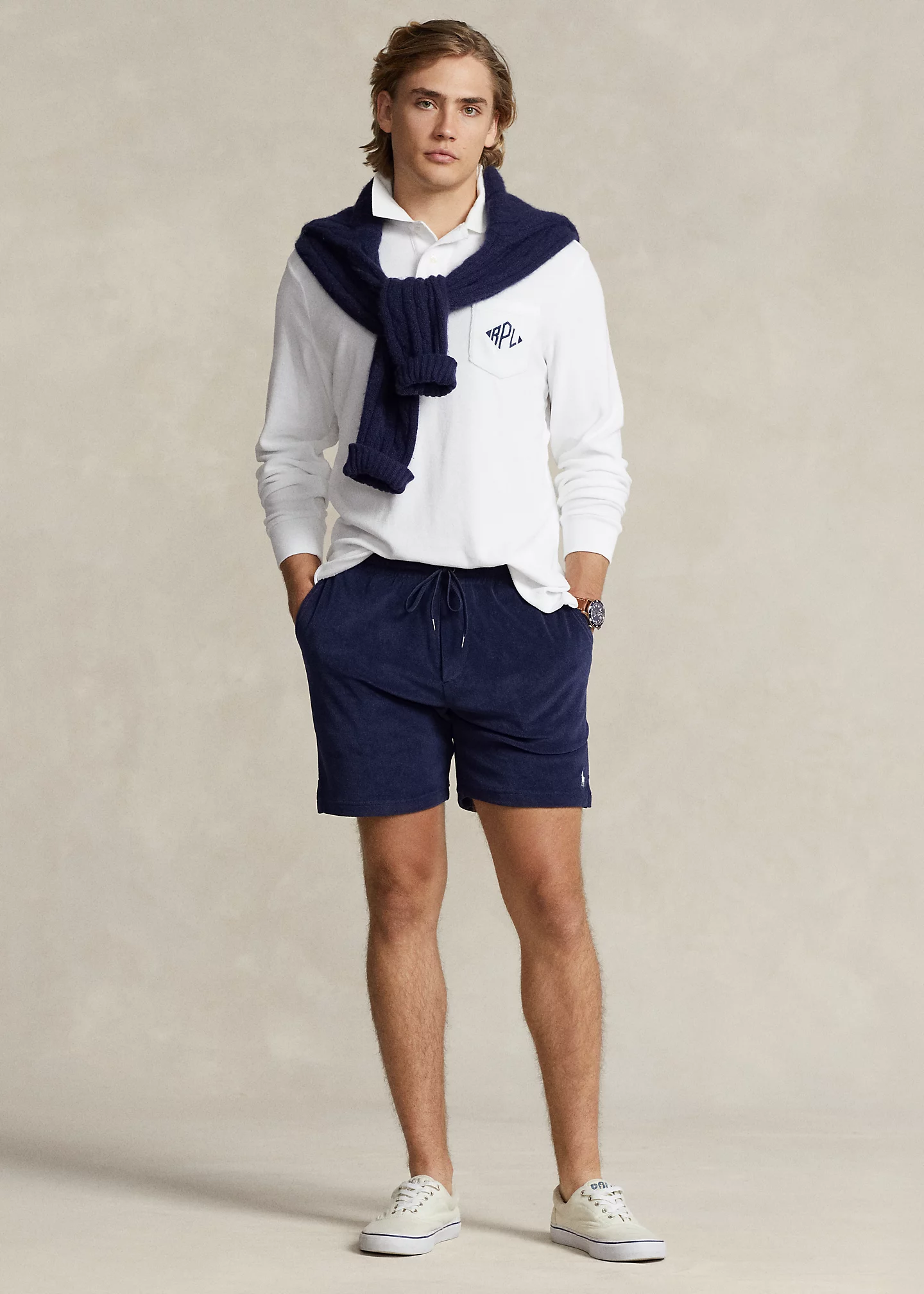 Classic Fit Monogram Terry Polo Shirt