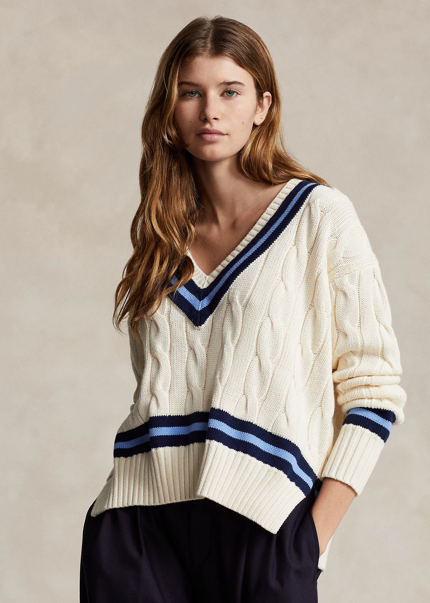 Cable-Knit Cotton Cricket Sweater