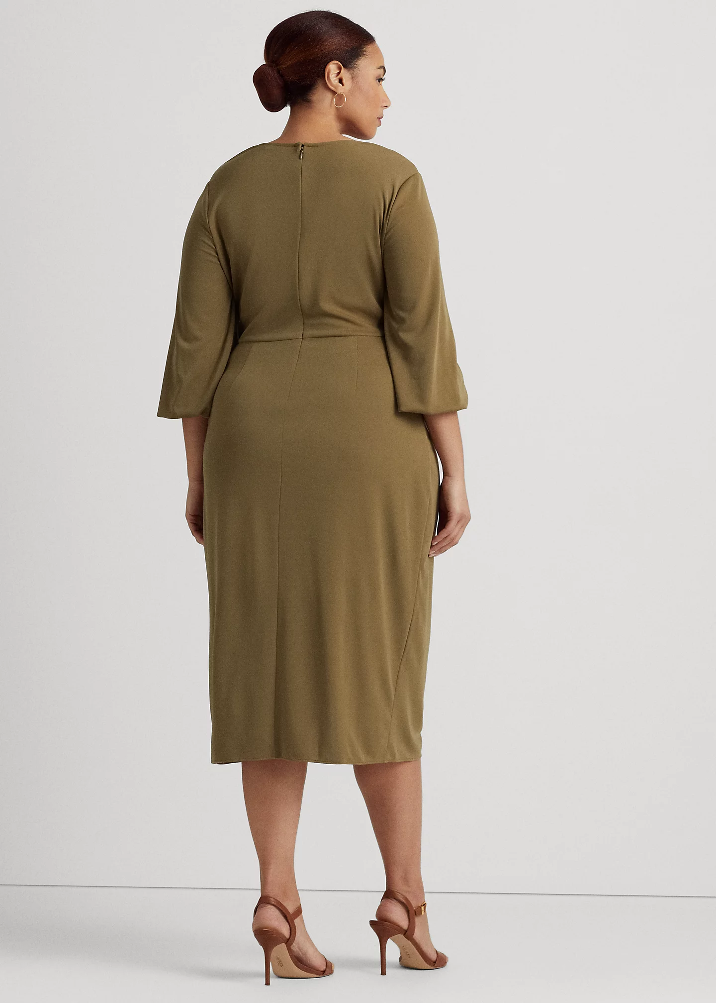 Stretch Jersey Tie-Front Midi Dress