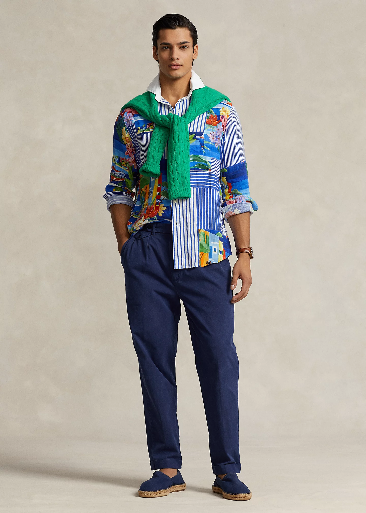 Slim Tapered Fit Pleated Twill Pant