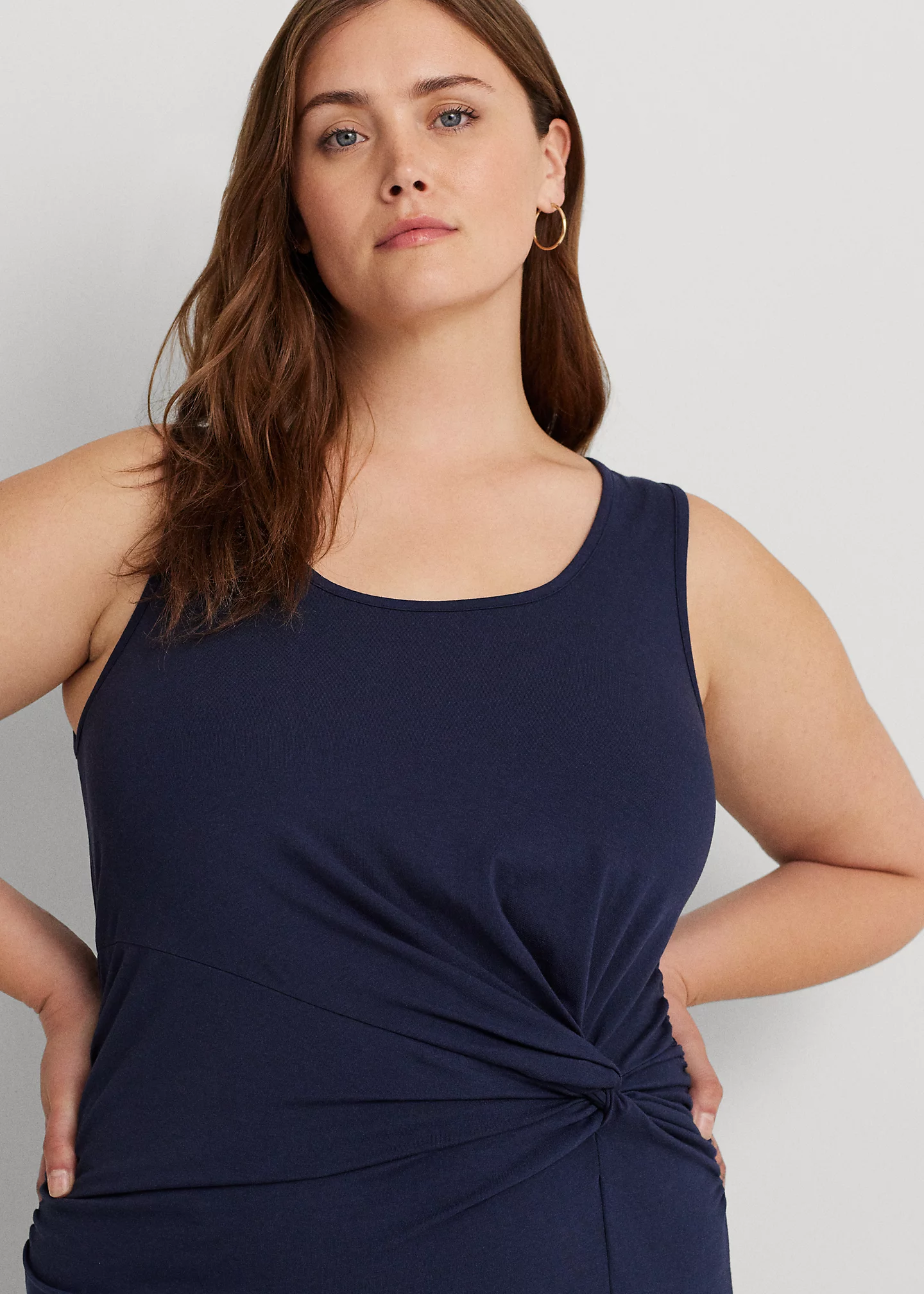 Twist-Front Jersey Sleeveless Dress