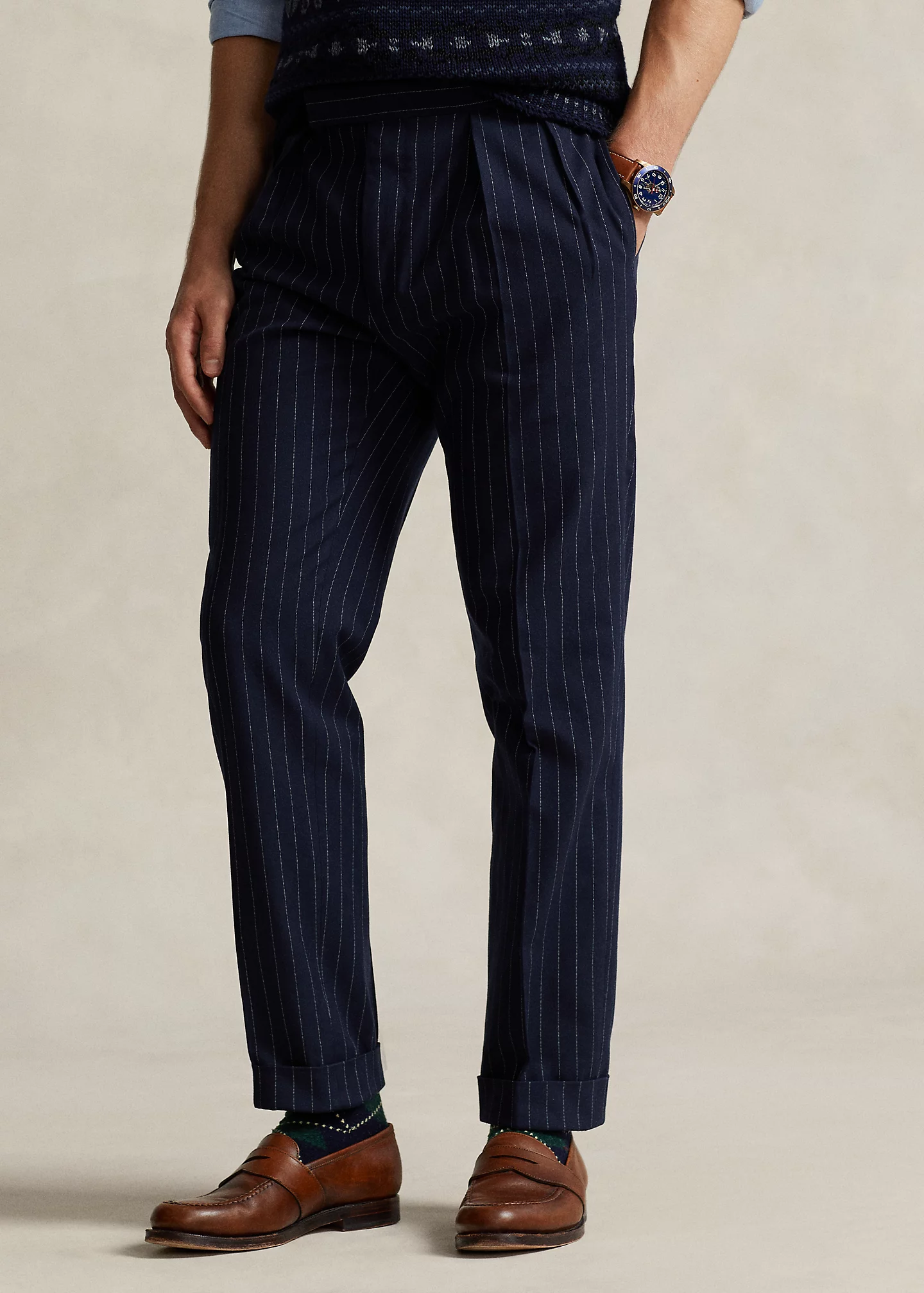 Pinstripe Cotton-Silk Suit Trouser