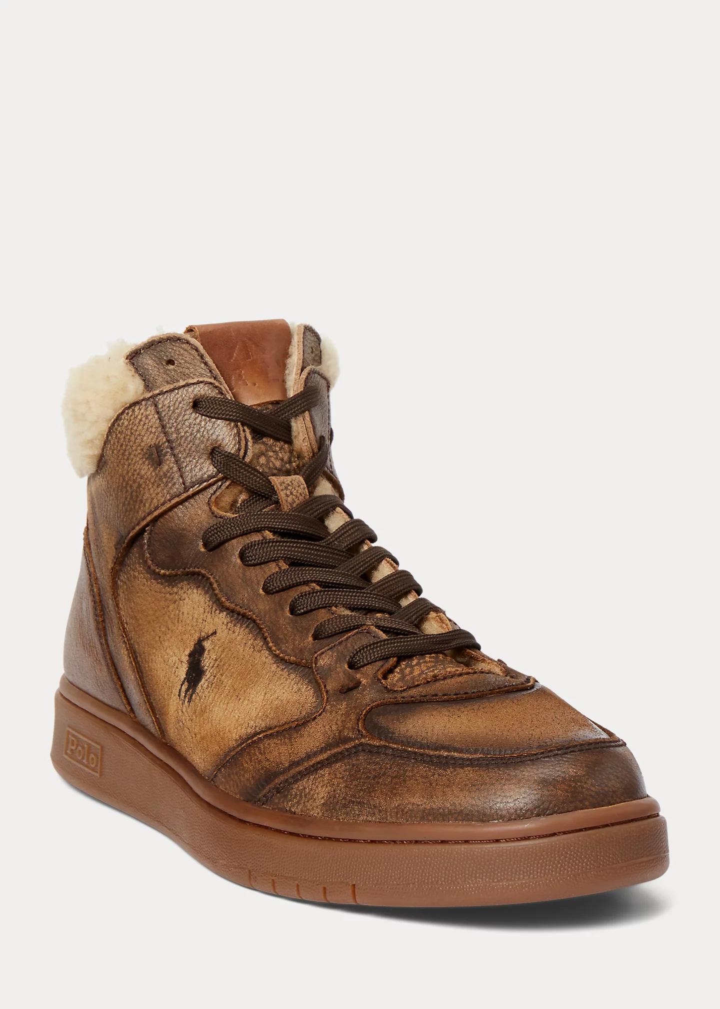 Court Leather-Shearling High-Top Sneaker