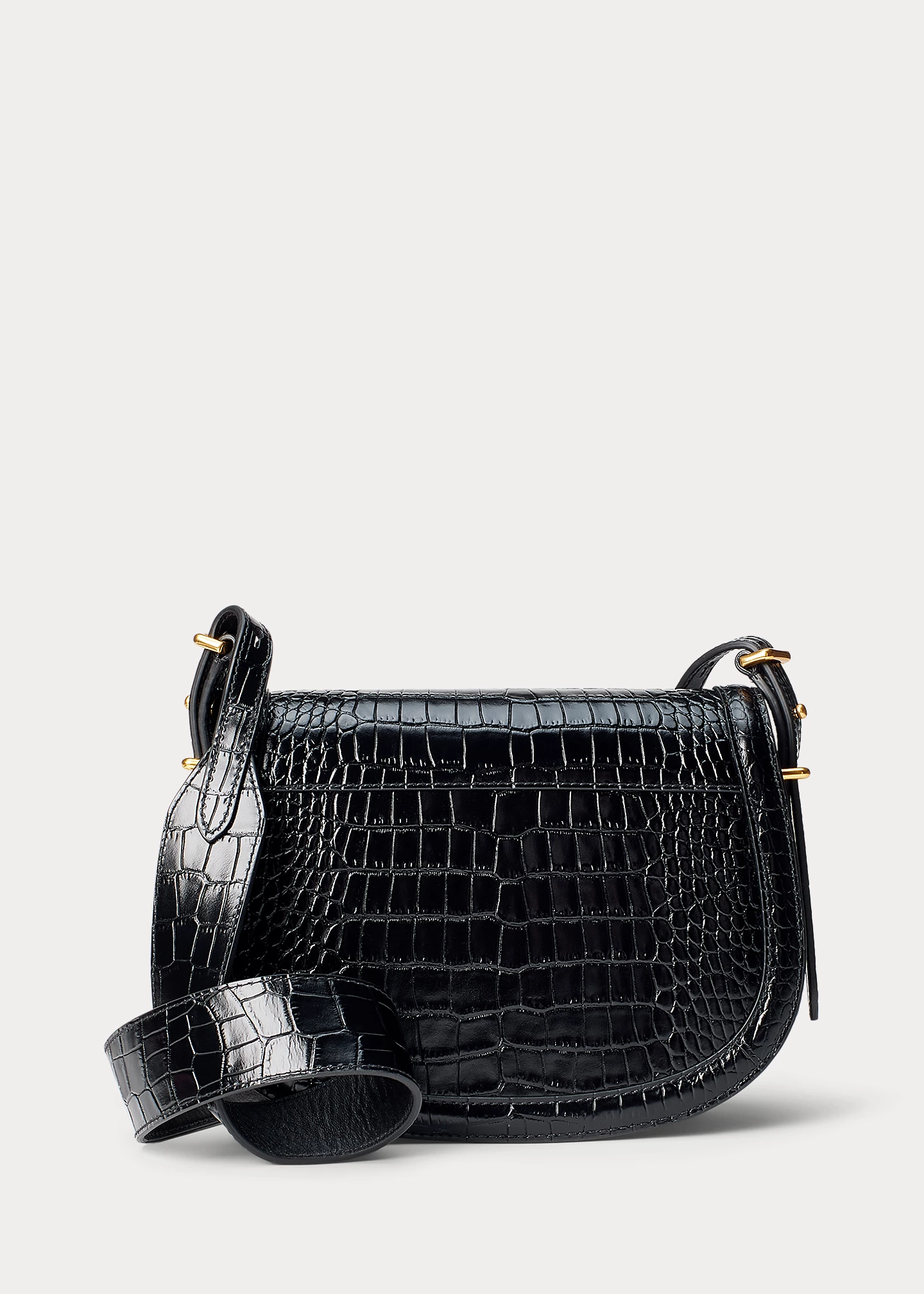 Polo ID Croc-Embossed Saddle Bag