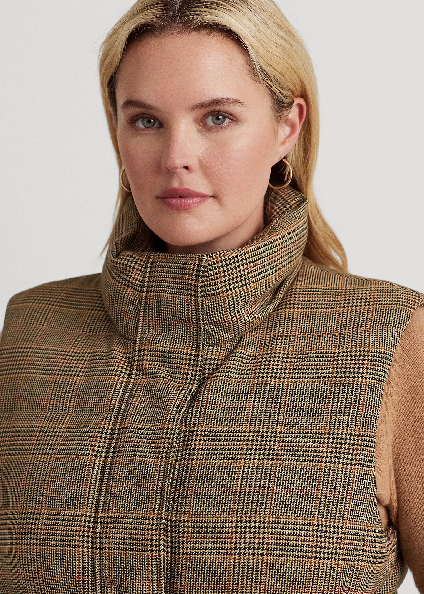 Glen Plaid Quilted Tweed Down Vest