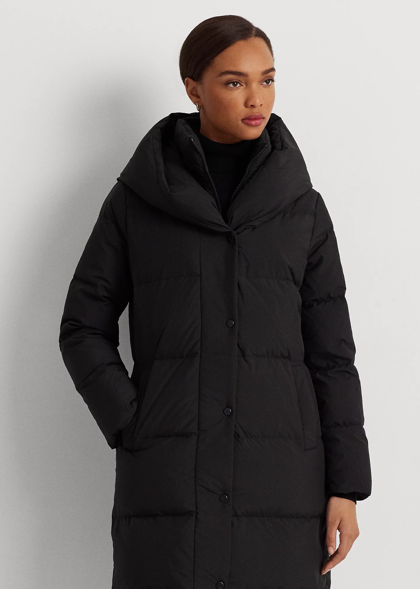 Oversize-Collar Quilted Down Coat