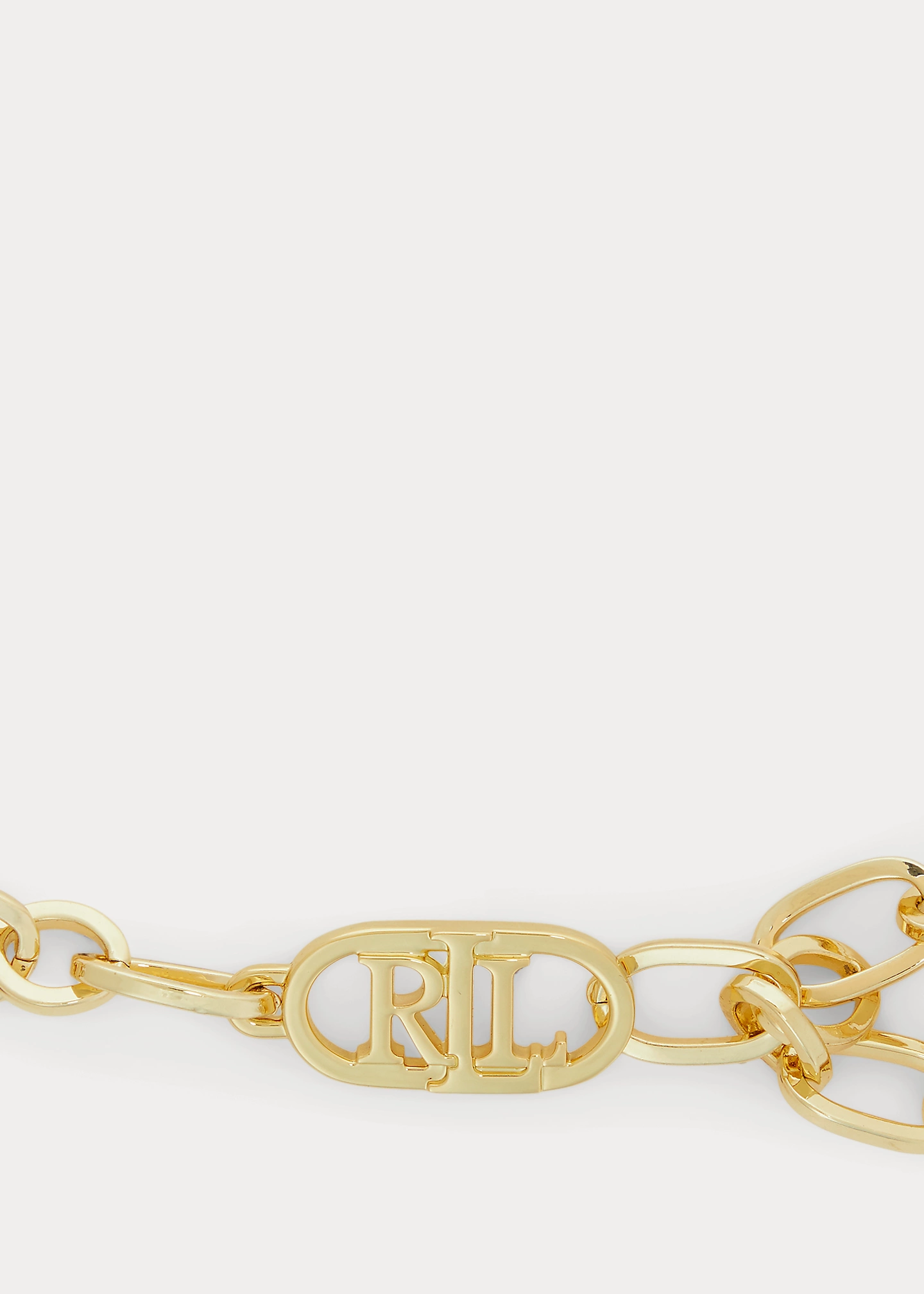 Brass-Plated Logo Chain Belt