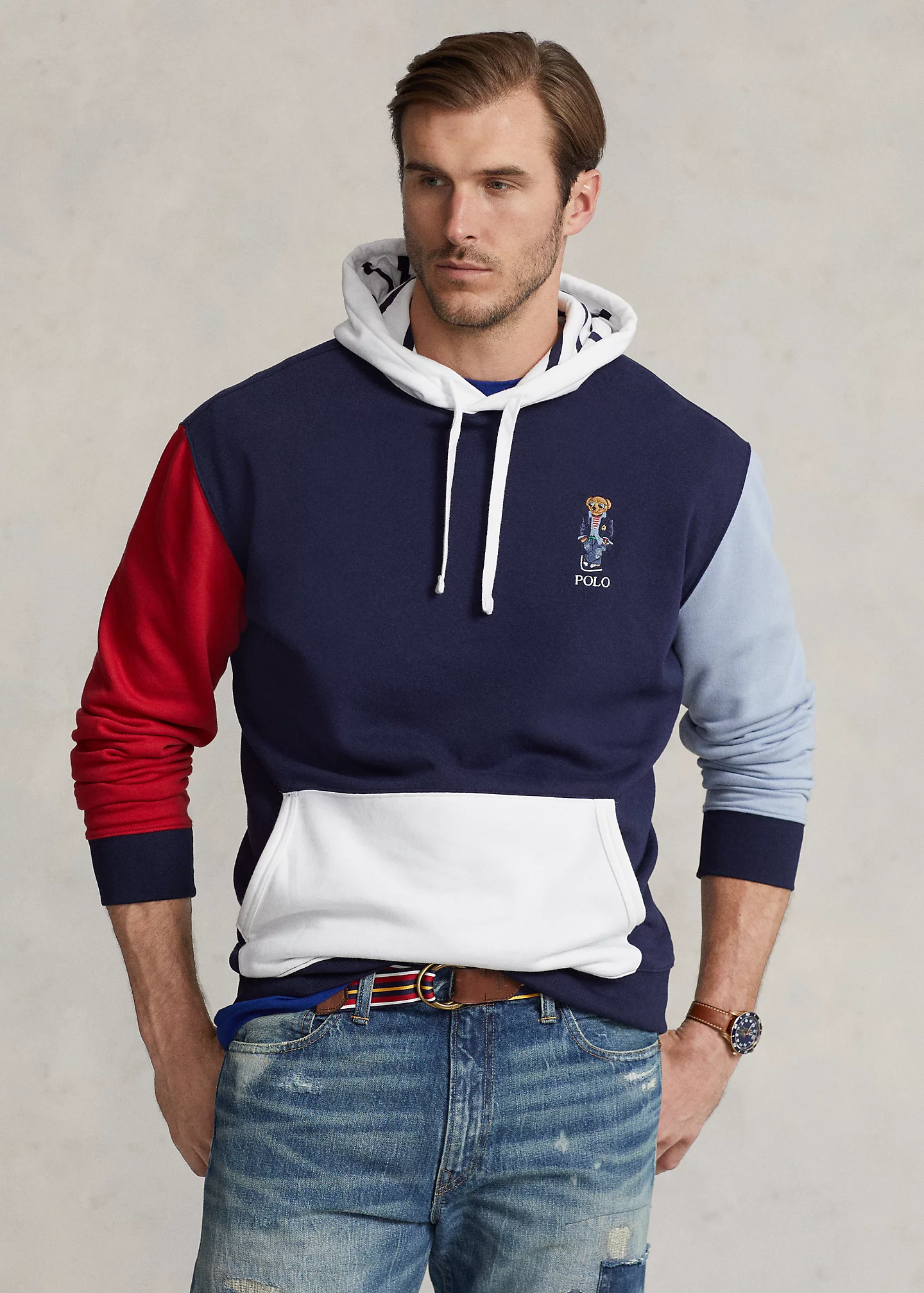 Polo Bear Color-Blocked Fleece Hoodie
