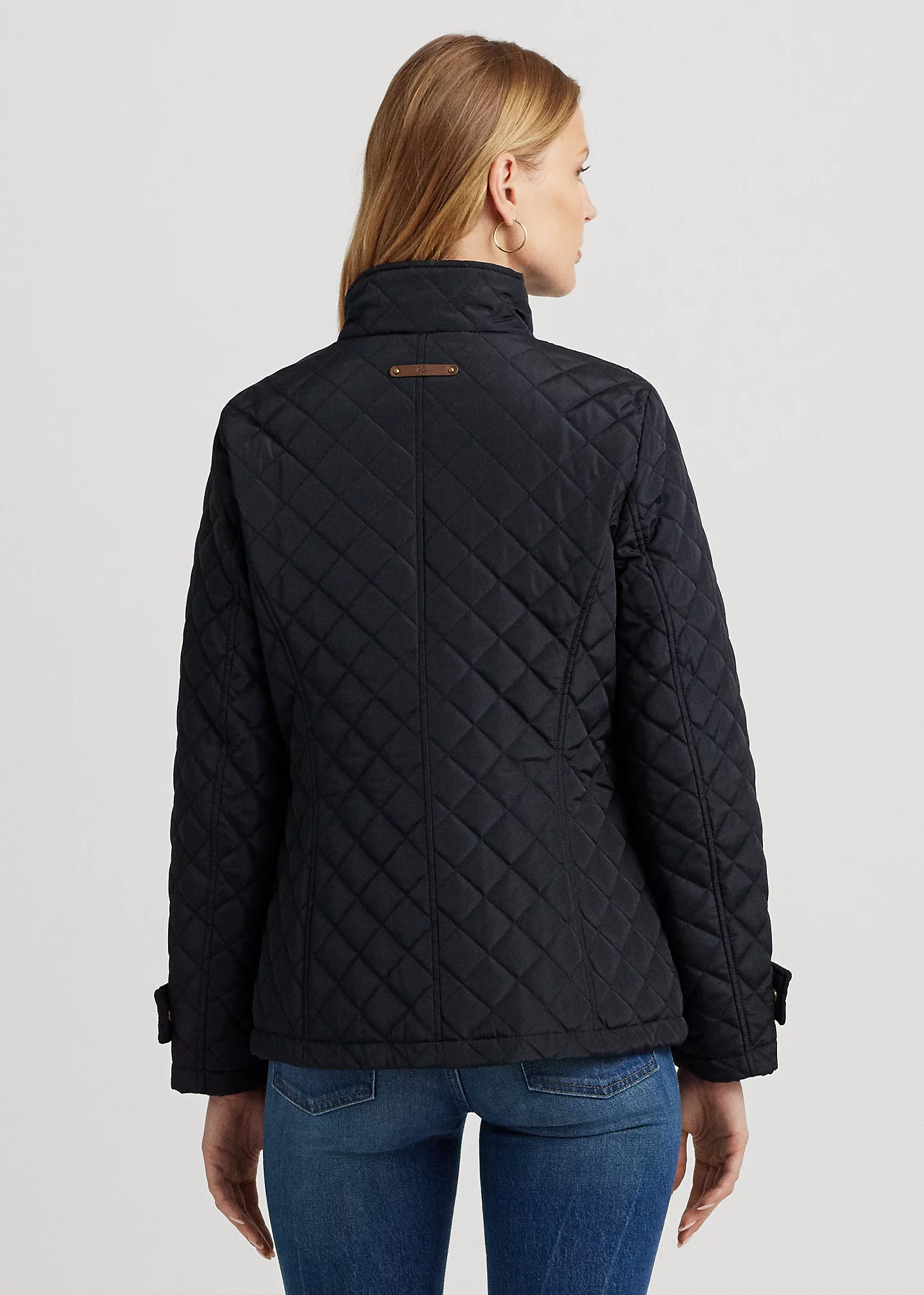 Diamond-Quilted Mockneck Jacket