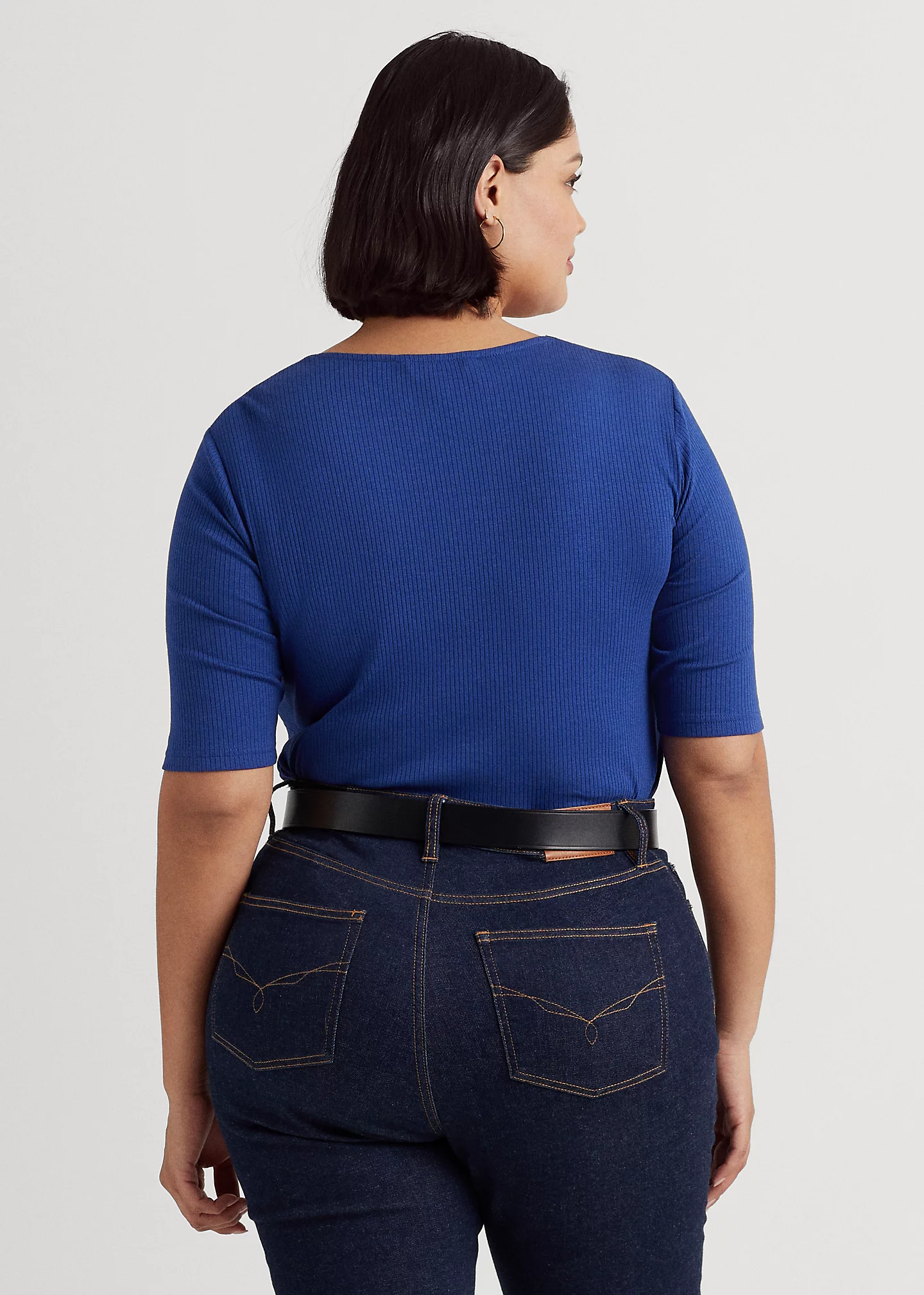 Twist-Front Rib-Knit Cotton-Blend Tee