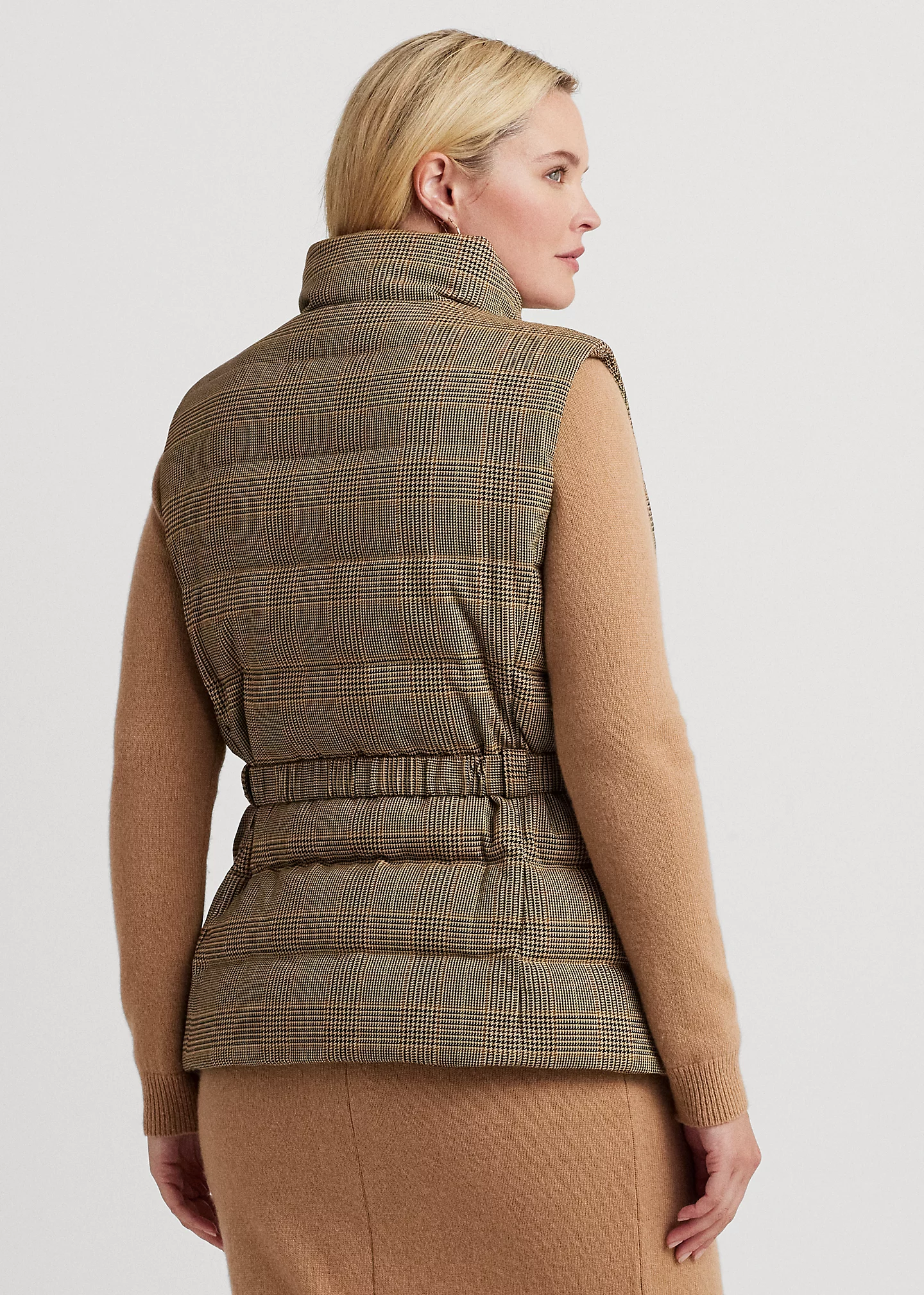Glen Plaid Quilted Tweed Down Vest