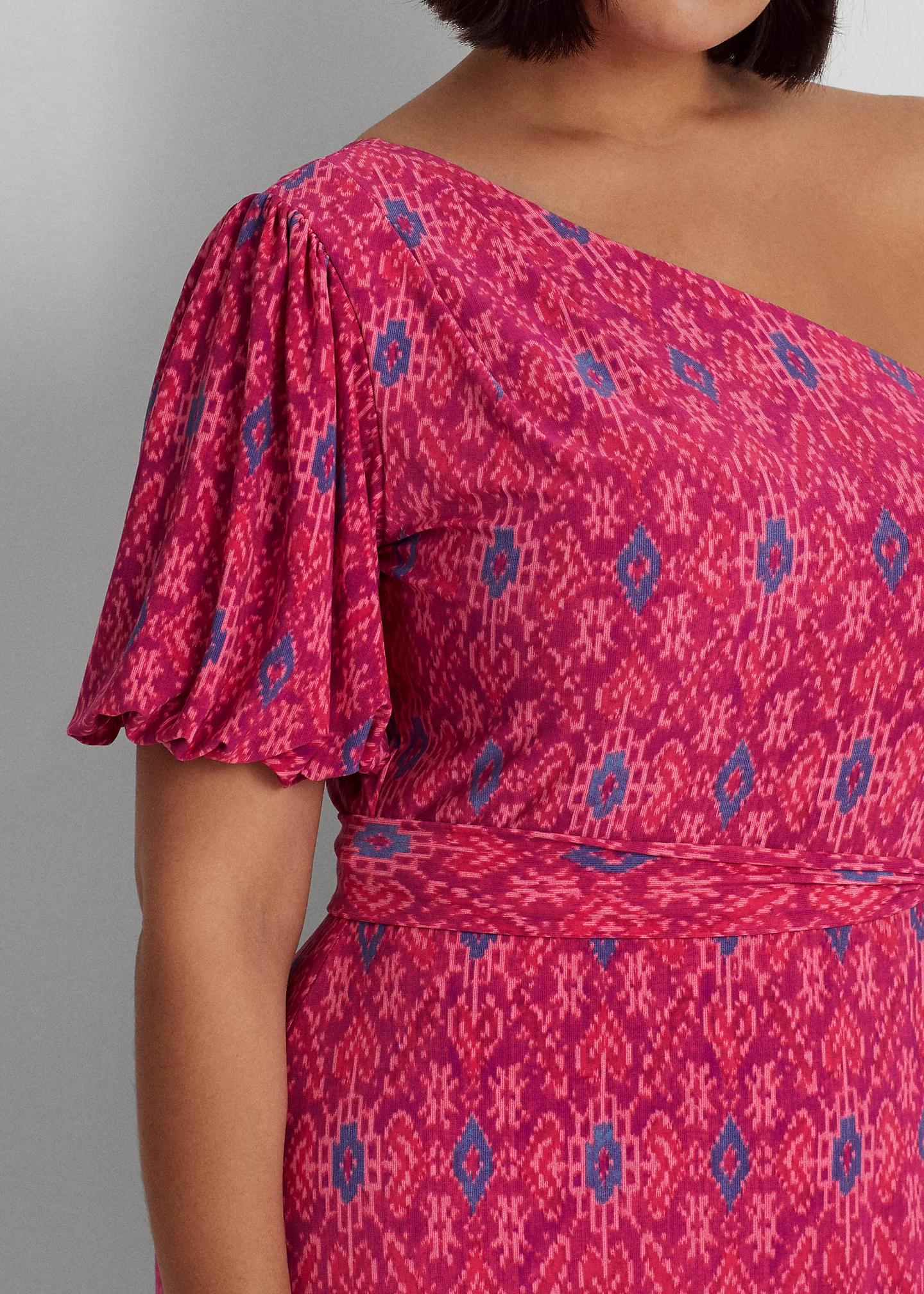 Geo-Print Jersey One-Shoulder Dress