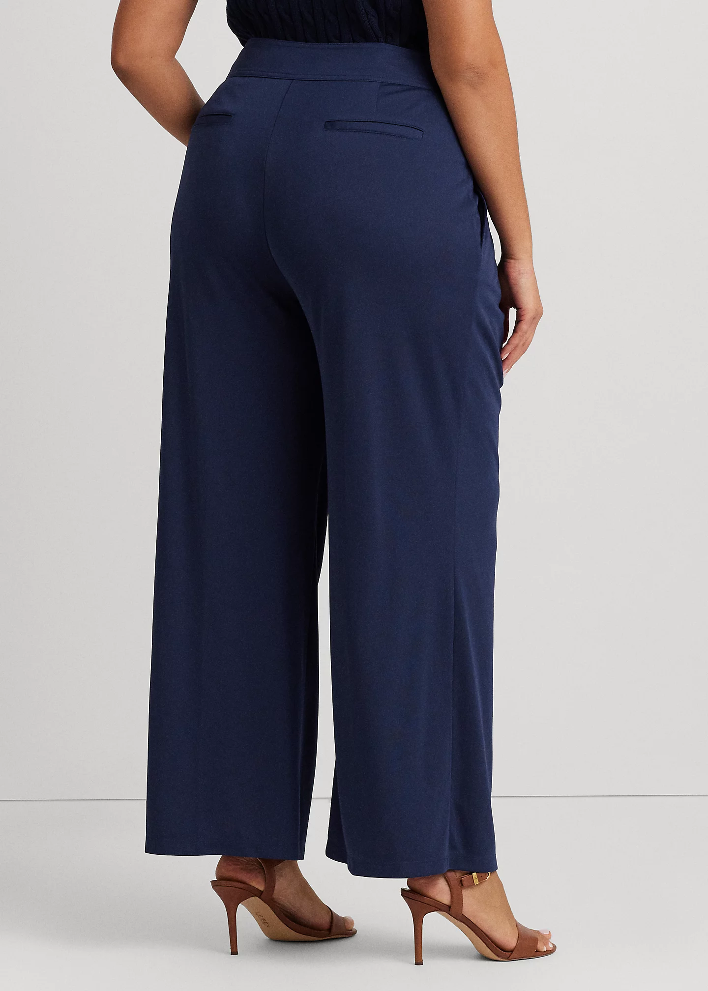 Pleated Stretch Jersey Wide-Leg Pant