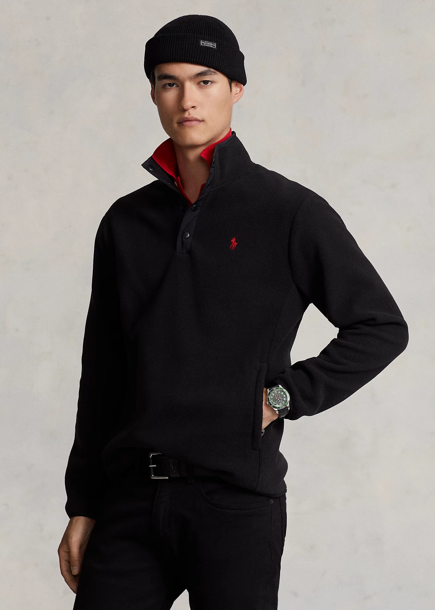 Brushed Fleece Mockneck Pullover